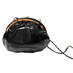 1990 Judith Leiber Sac à bandoulière Karung noir