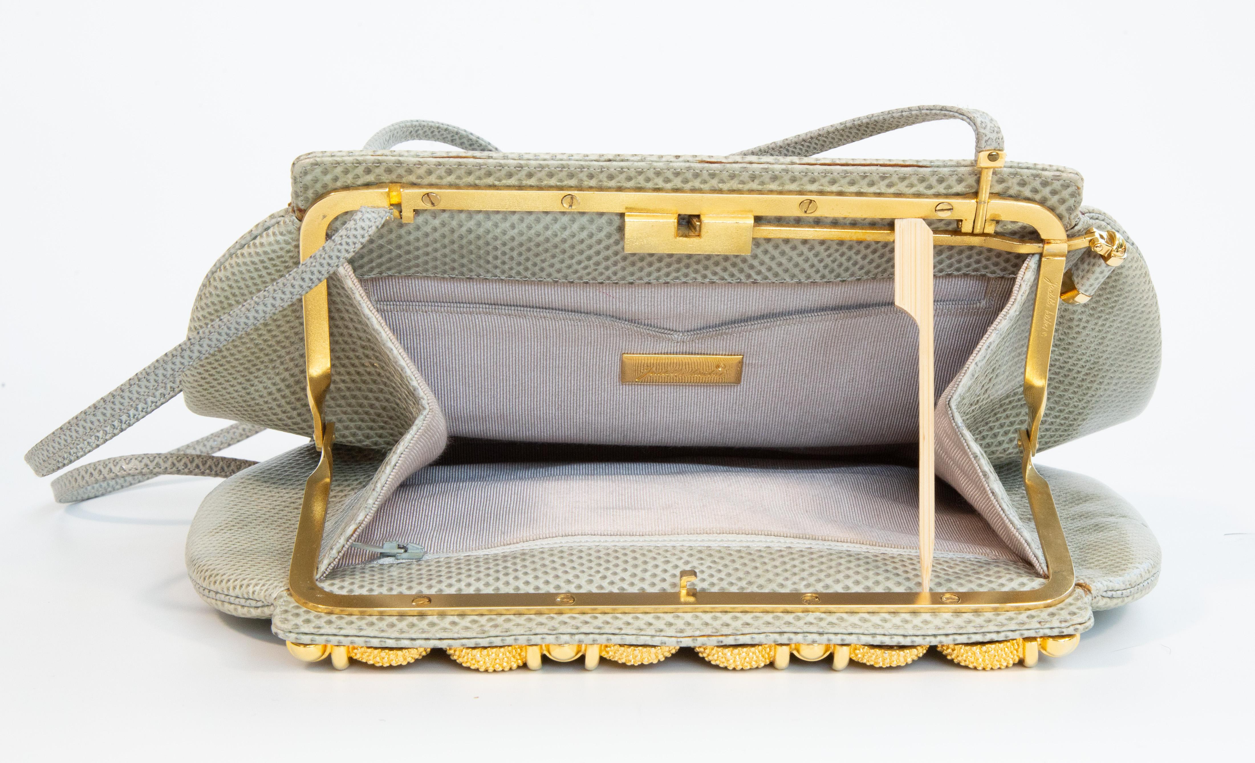 1990 Judith Leiber Sac à bandoulière en lézard Pochette en vente 6
