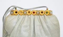 1990s Judith Leiber Lizard Crossbody Bag Clutch
