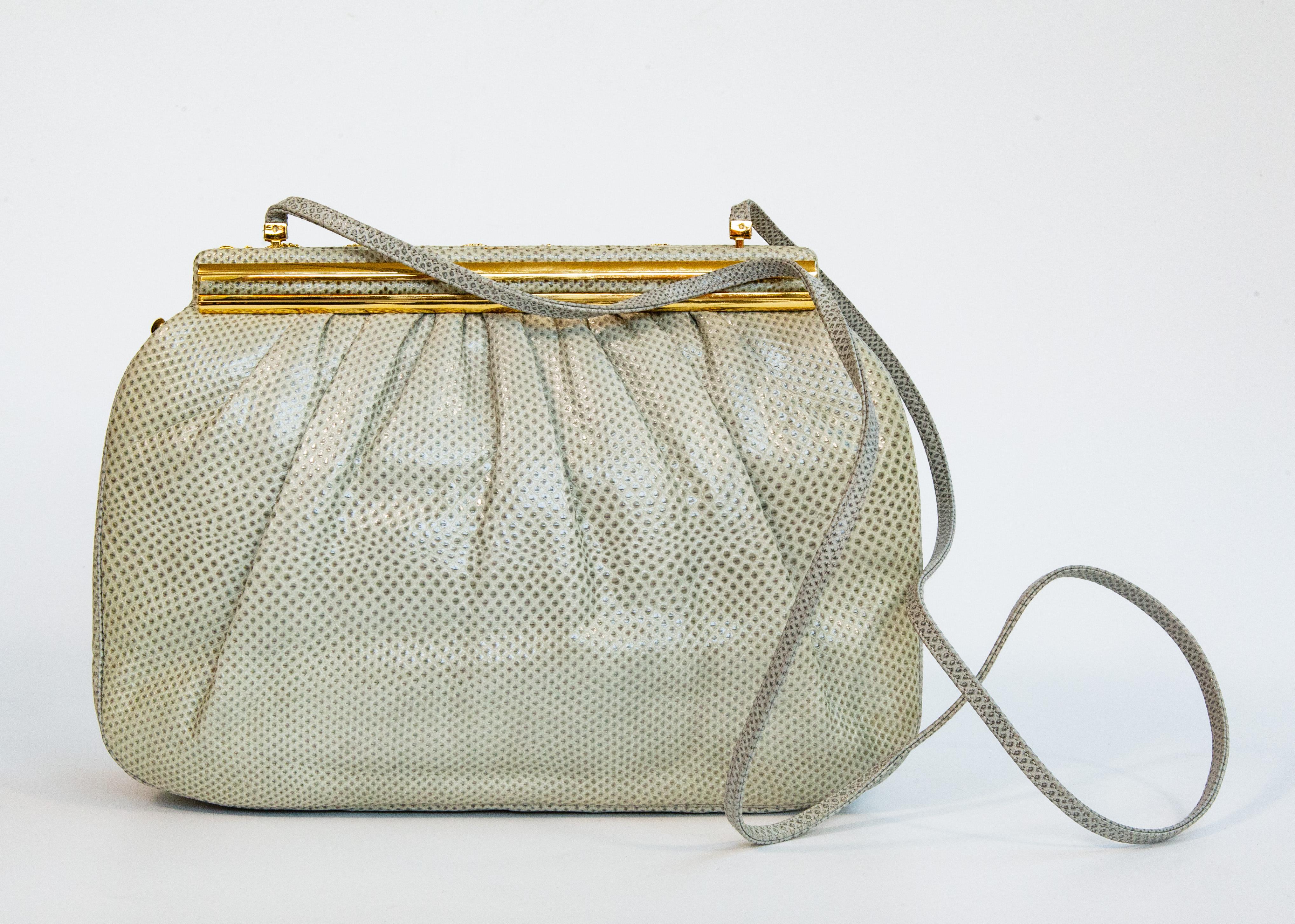 1990 Judith Leiber Sac à bandoulière en lézard Pochette Bon état - En vente à Arnhem, NL
