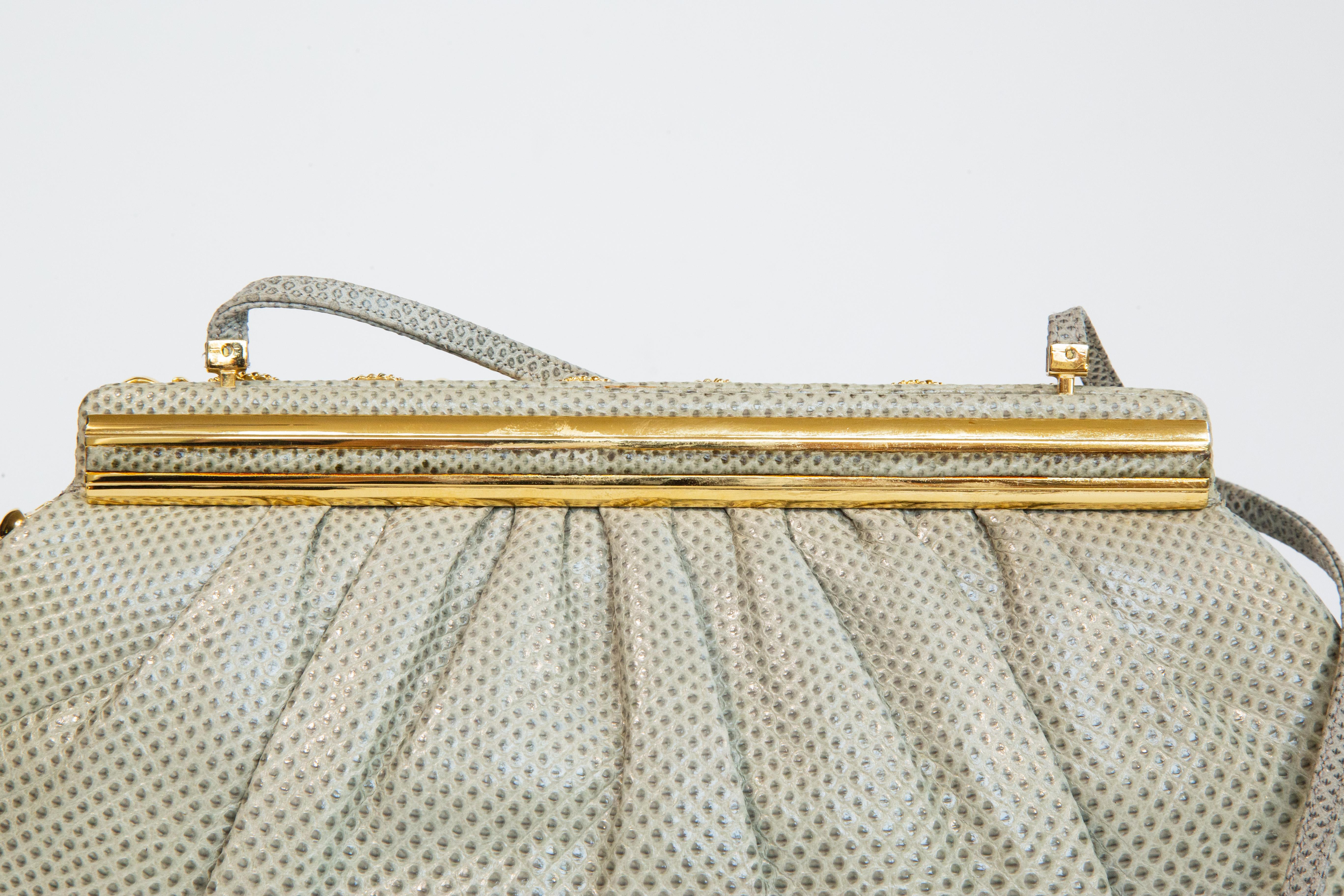 1990 Judith Leiber Sac à bandoulière en lézard Pochette Unisexe en vente