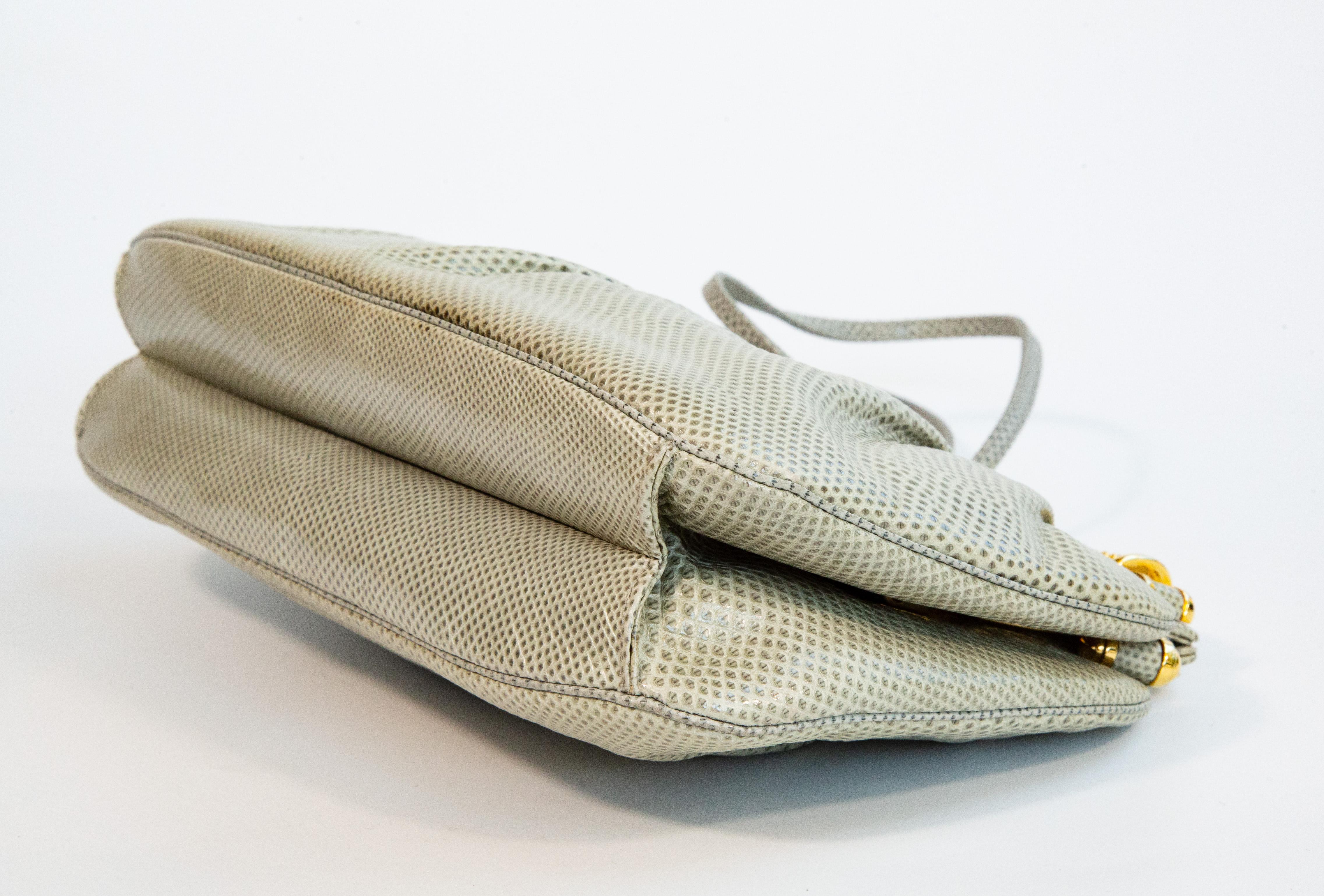 1990 Judith Leiber Sac à bandoulière en lézard Pochette en vente 4