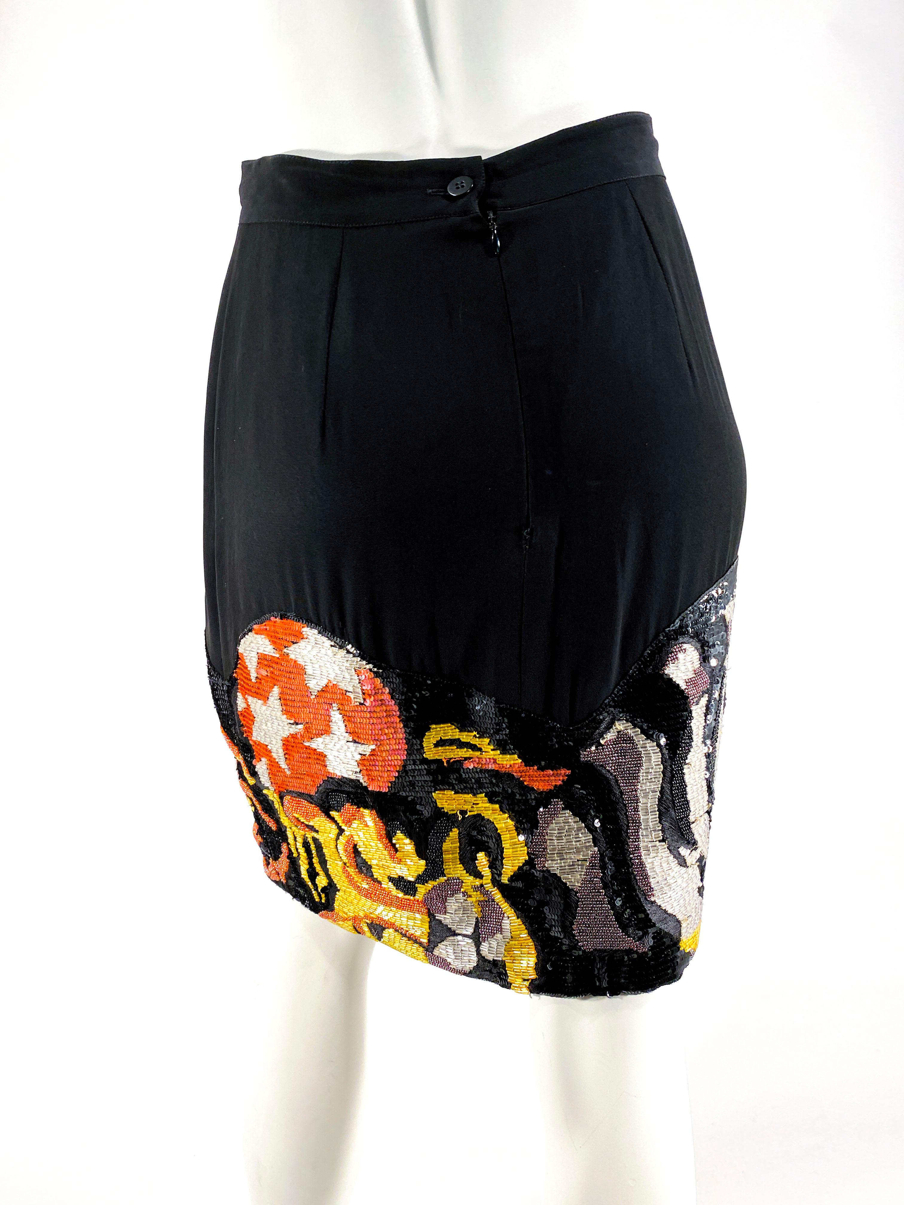 Women's 1990s Jungle Pictorial Beaded Skirt  For Sale
