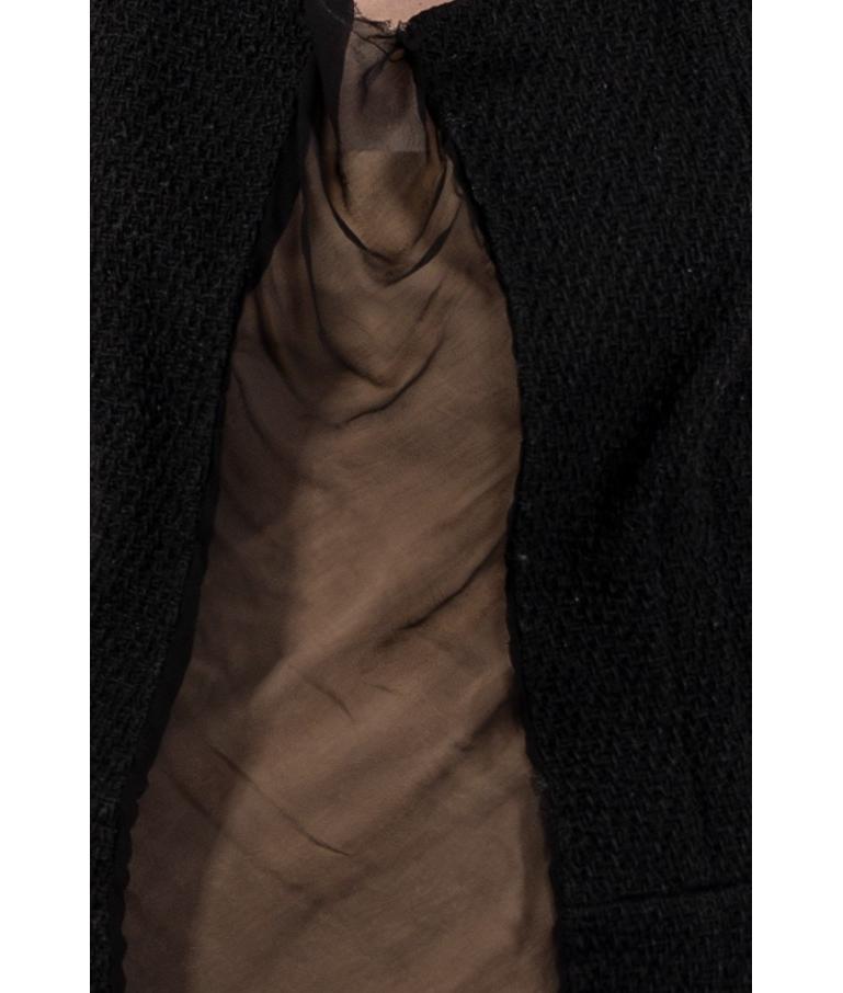 1990S JUNYA WATANABE COMME DES GARCONS Schwarzer durchsichtiger Seidenchiffon & Woll-Dekonstruktion im Angebot 5