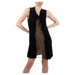 1990S JUNYA WATANabe COMME DES GARCONS Nero Seta Chiffon e Lana Decostruito