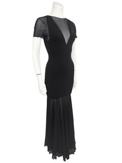 1990s Karl Lagerfeld Black Body Con Mermaid Gown