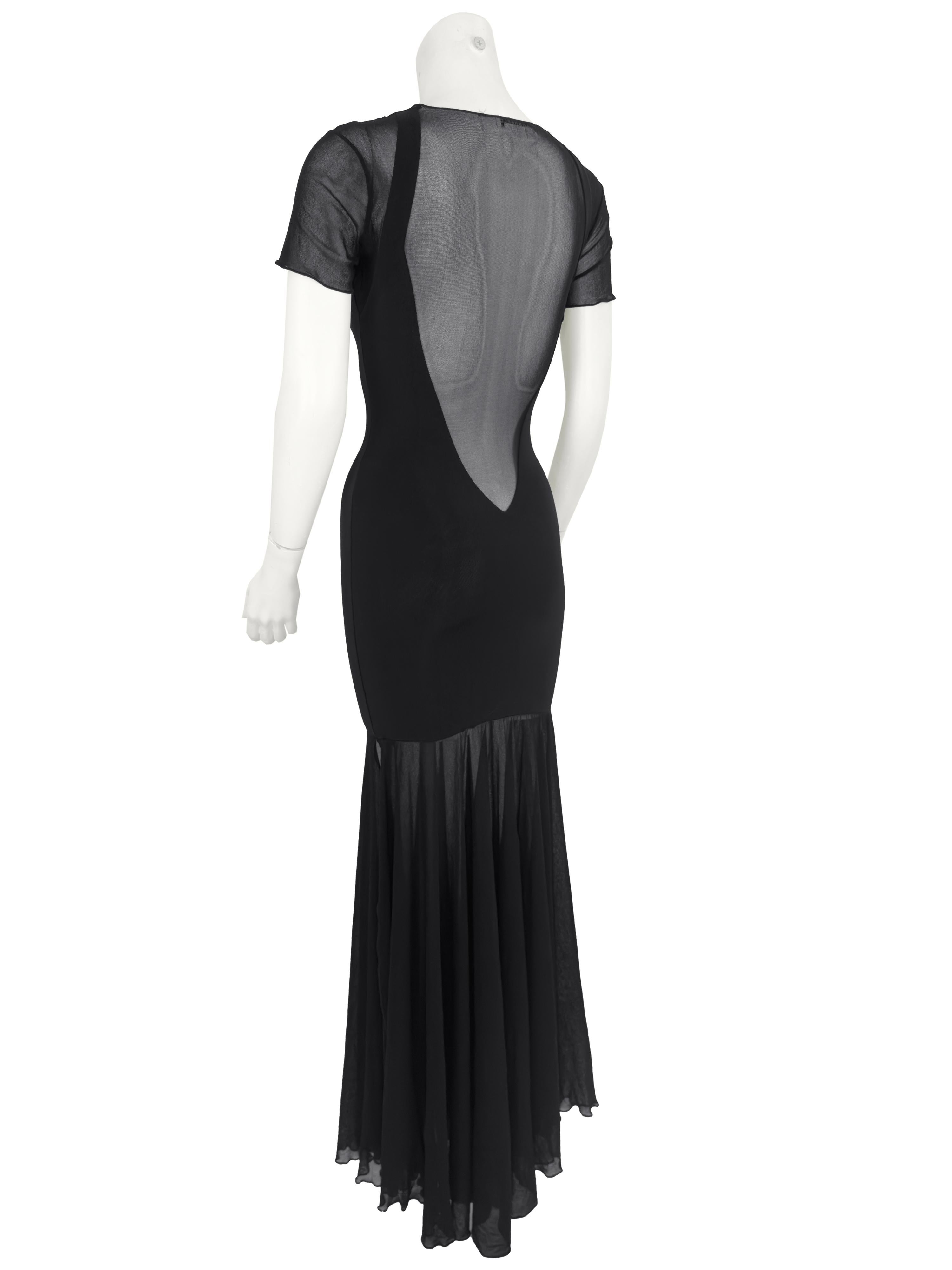 1990s Karl Lagerfeld Black Body Con Mermaid Gown In Good Condition For Sale In Toronto, Ontario