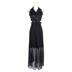 1990s Karl Lagerfeld Black Double Breasted Vest And Skirt Ensemble