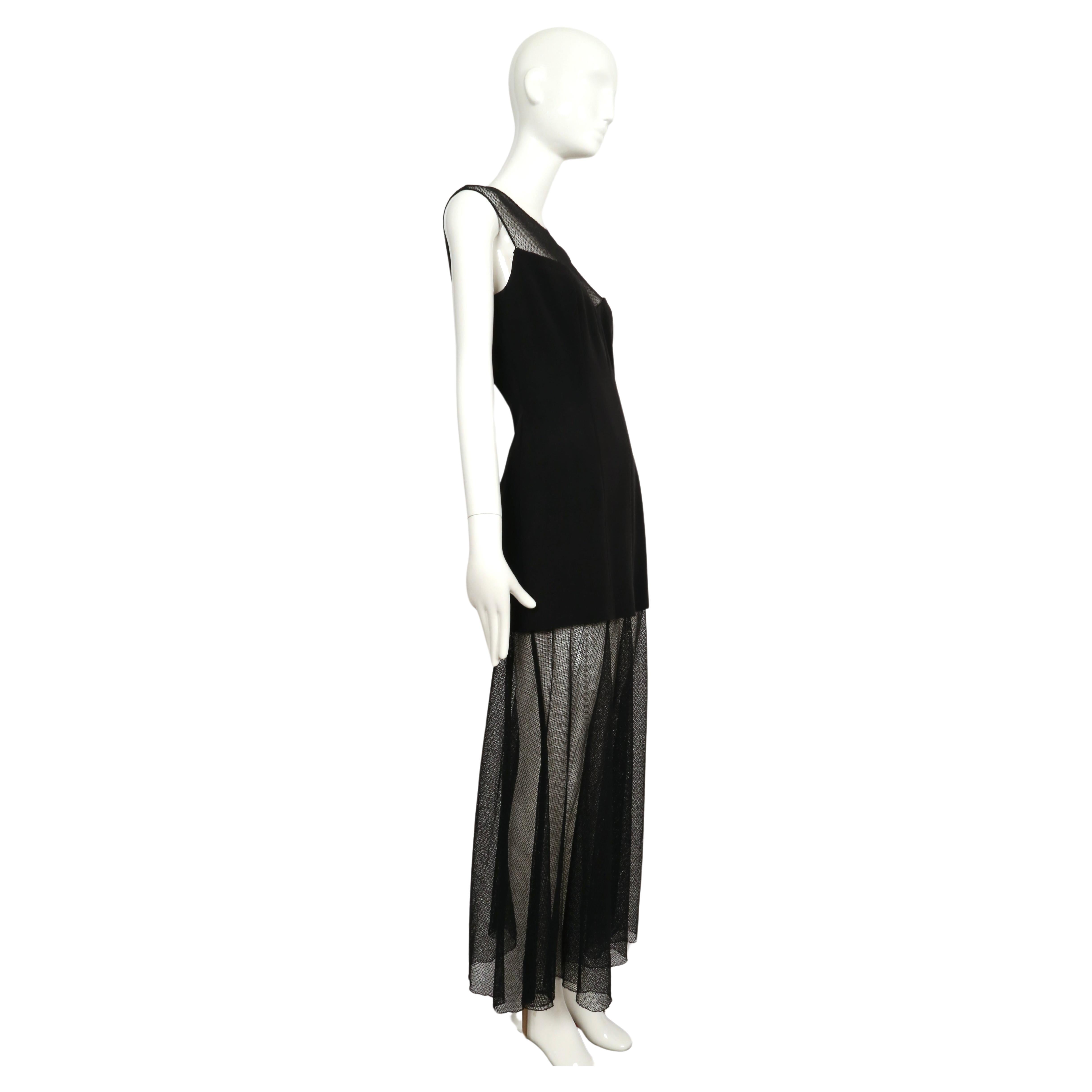 Women's or Men's 1993 KARL LAGERFELD black RUNWAY dress with sheer neckline and hemline For Sale