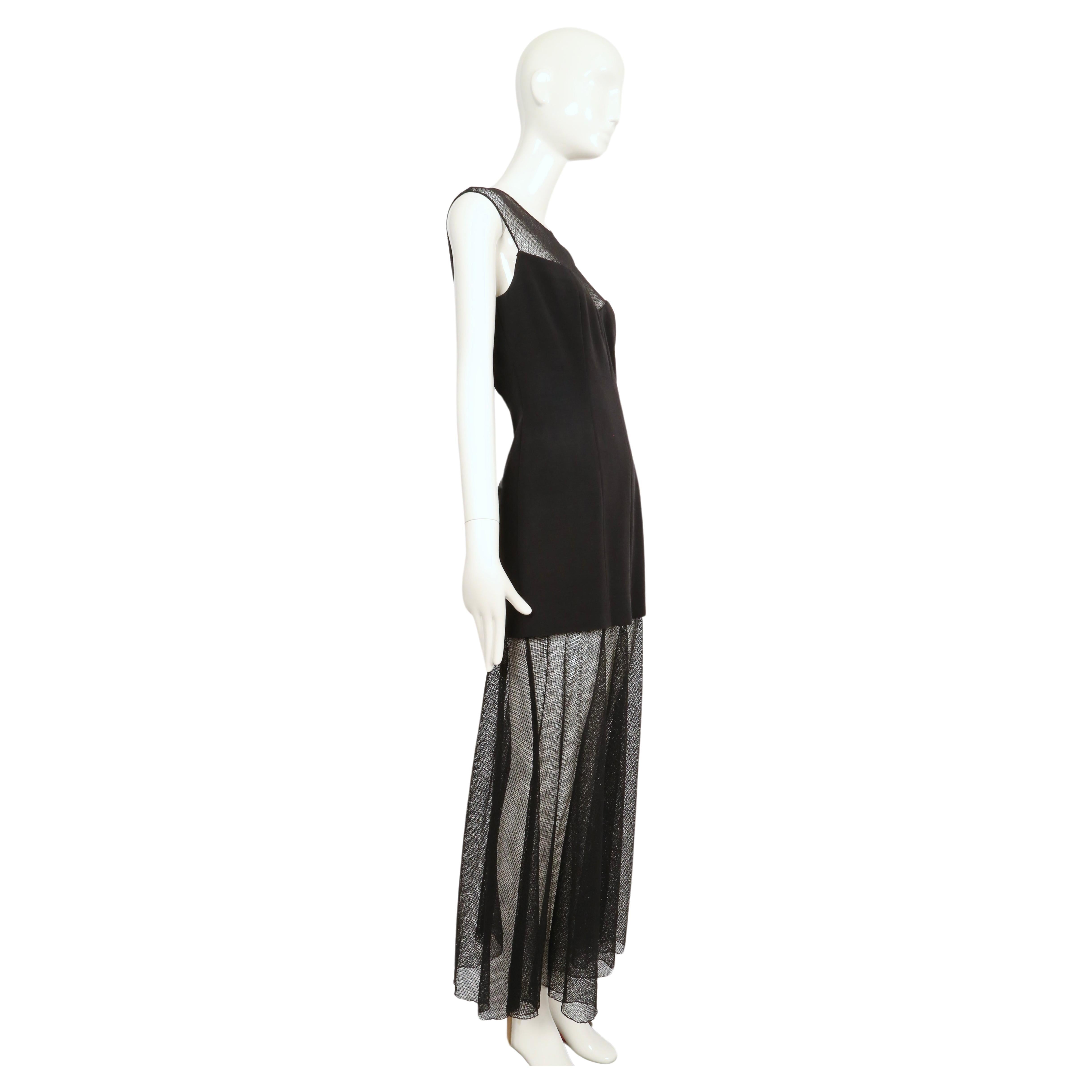 1993 KARL LAGERFELD black RUNWAY dress with sheer neckline and hemline For Sale 3