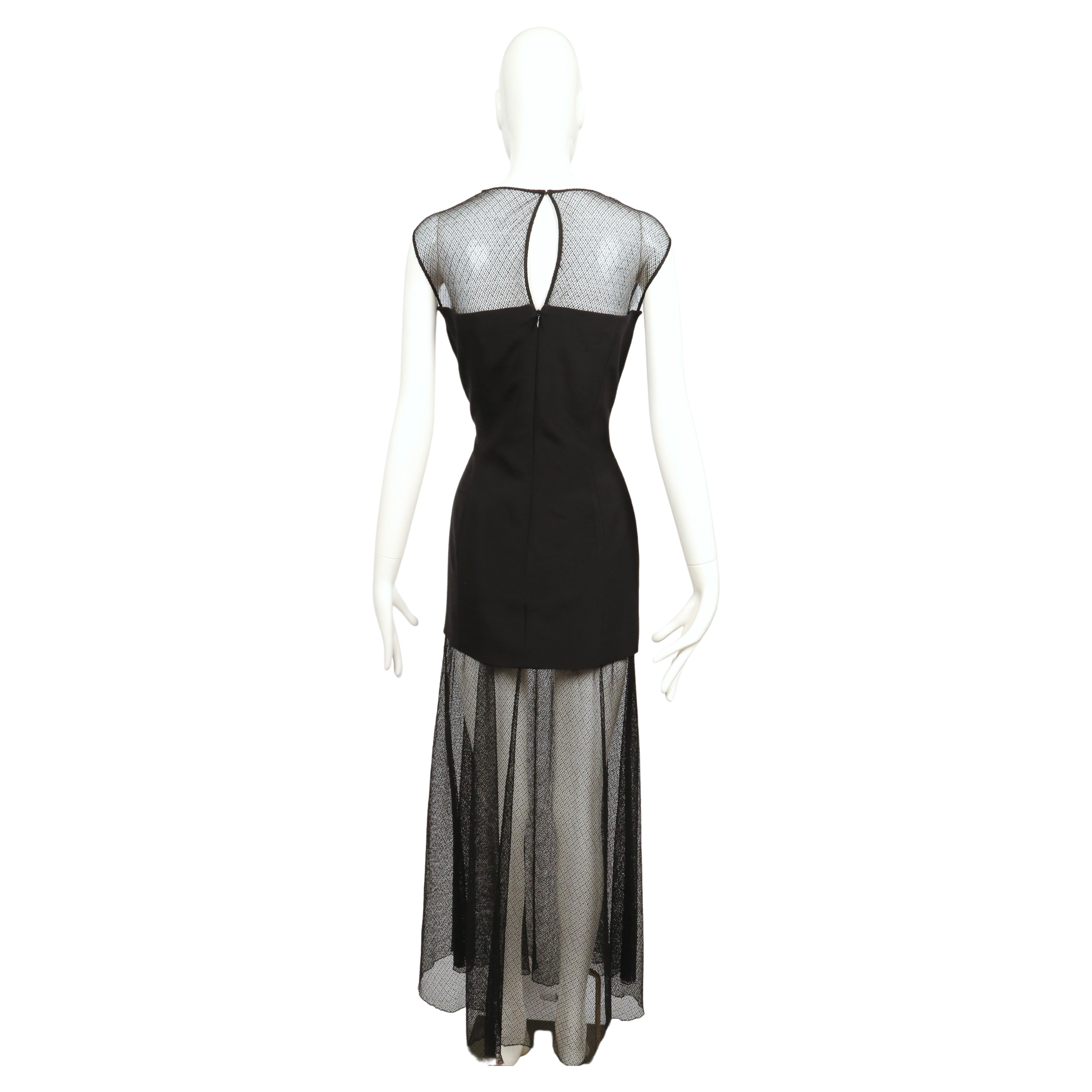 1993 KARL LAGERFELD black RUNWAY dress with sheer neckline and hemline For Sale 4