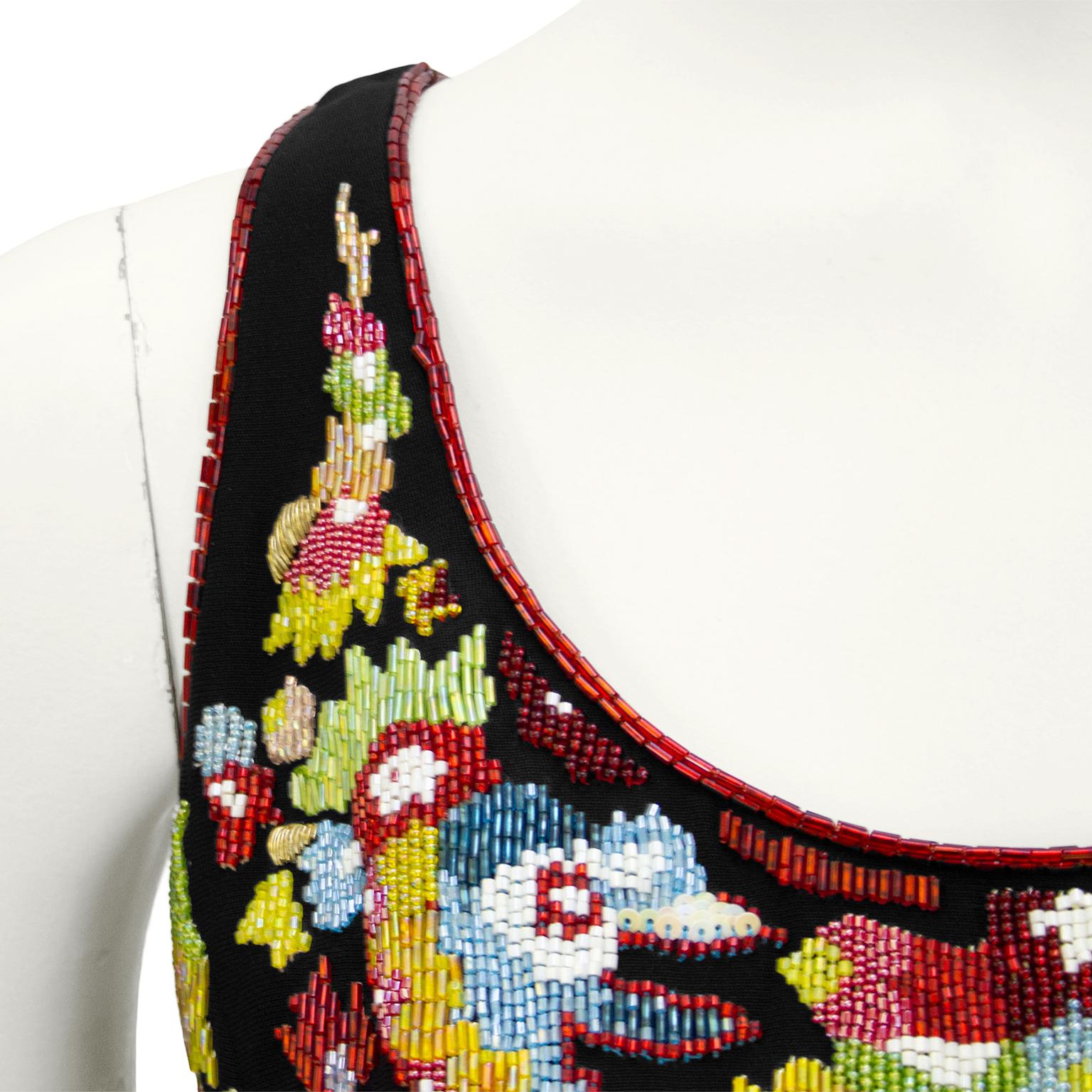 Mini vestido negro Karl Lagerfeld de 1990 con cuerpo de cuentas en Bueno estado para la venta en Toronto, Ontario