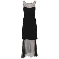 1990s Karl Lagerfeld Black Silk Long Evening Dress