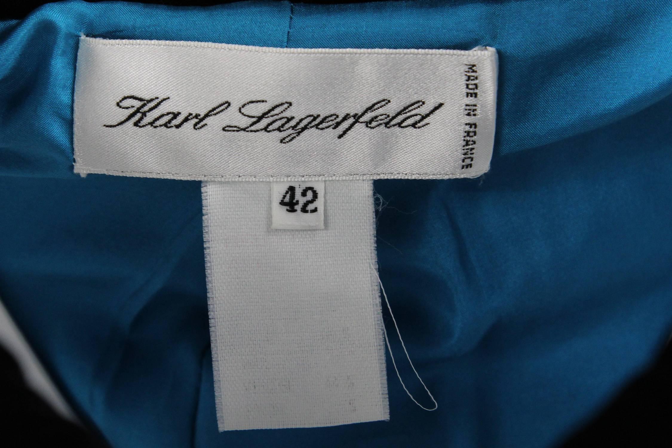 1990S Karl Lagerfeld Blue Wool Skirt Suit 1