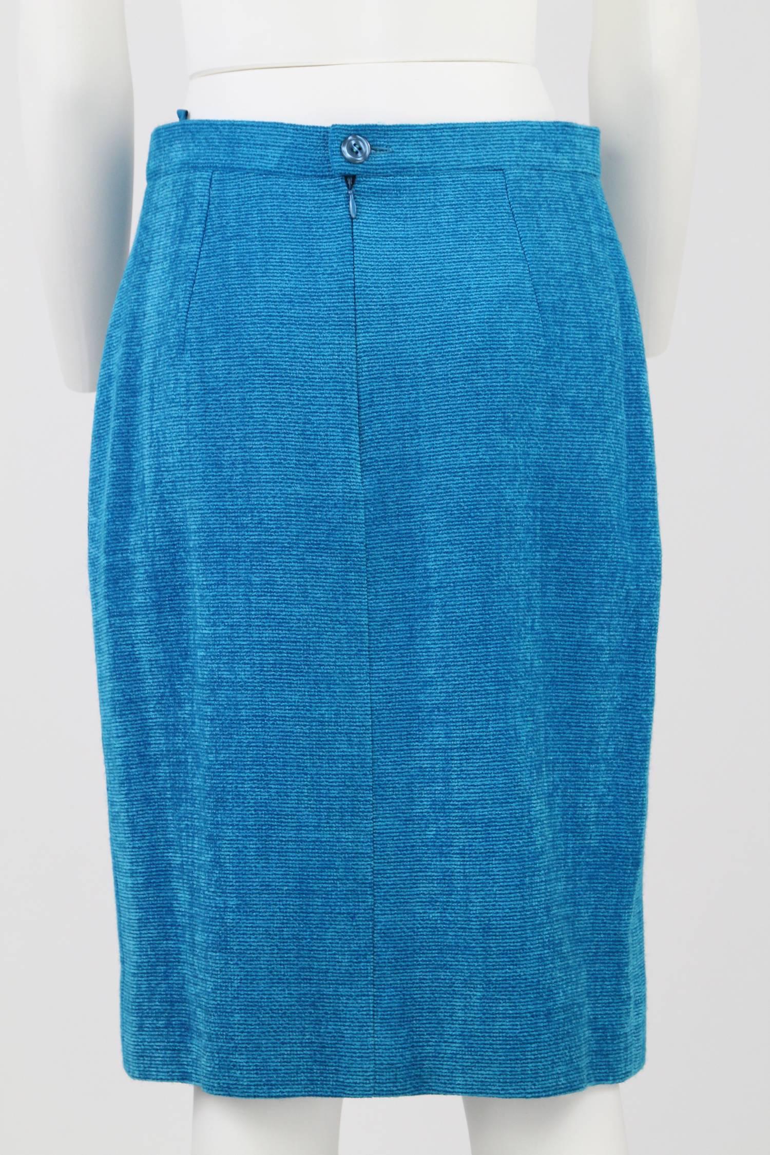 1990S Karl Lagerfeld Blue Wool Skirt Suit 4