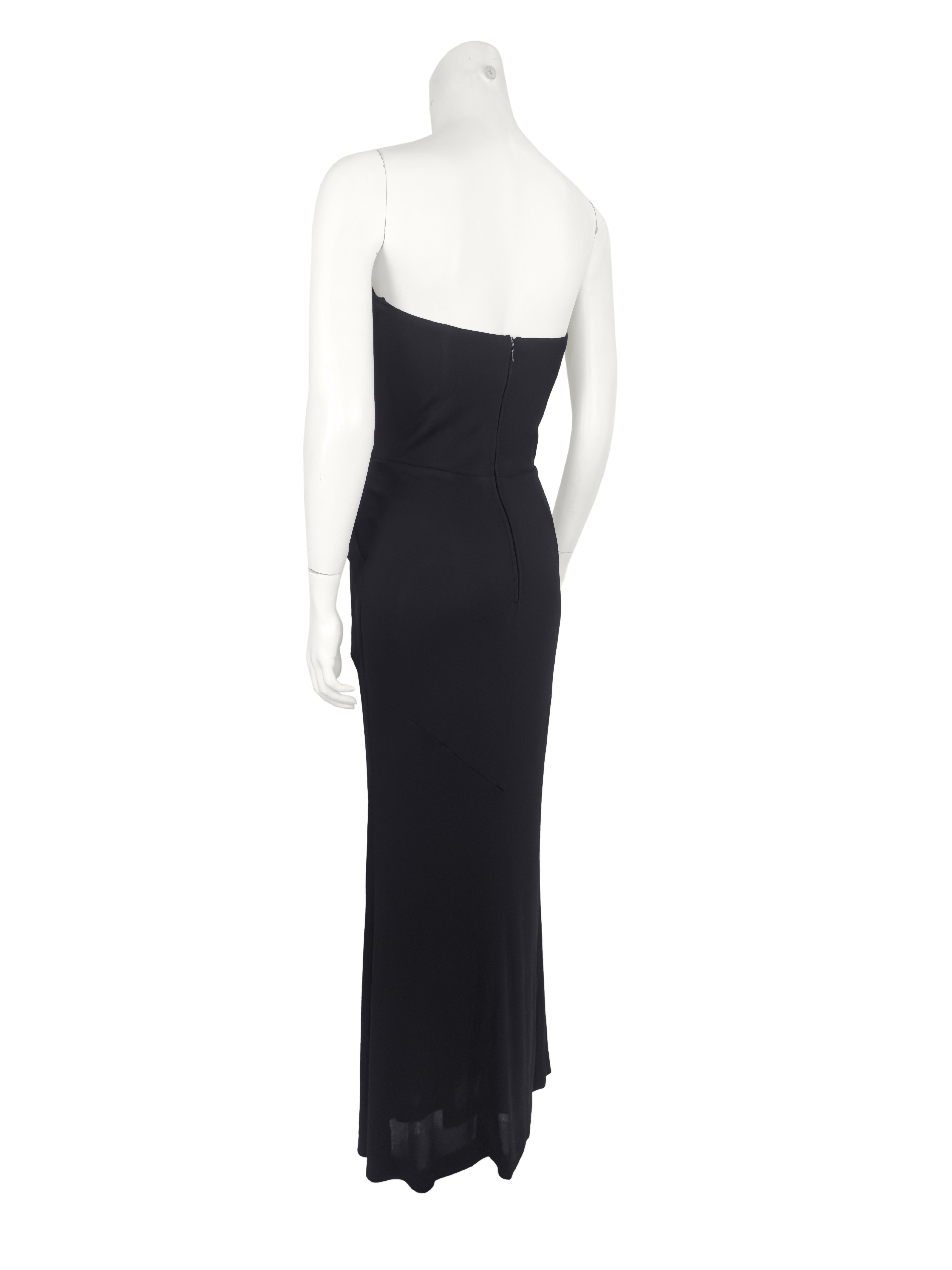 1990s Karl Lagerfeld Draped Black Jersey Strapless Gown In Good Condition For Sale In Toronto, Ontario