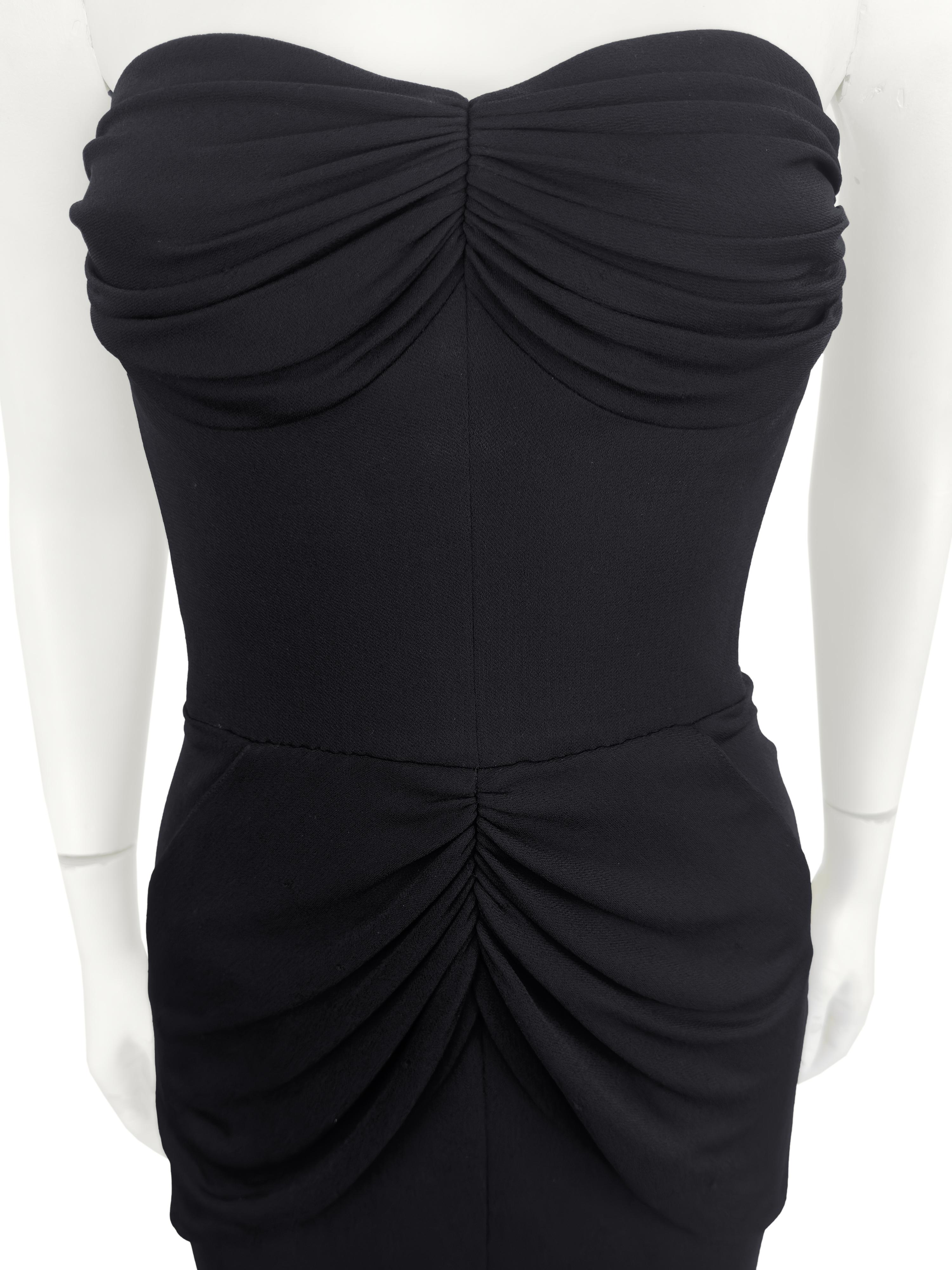 Women's 1990s Karl Lagerfeld Draped Black Jersey Strapless Gown For Sale
