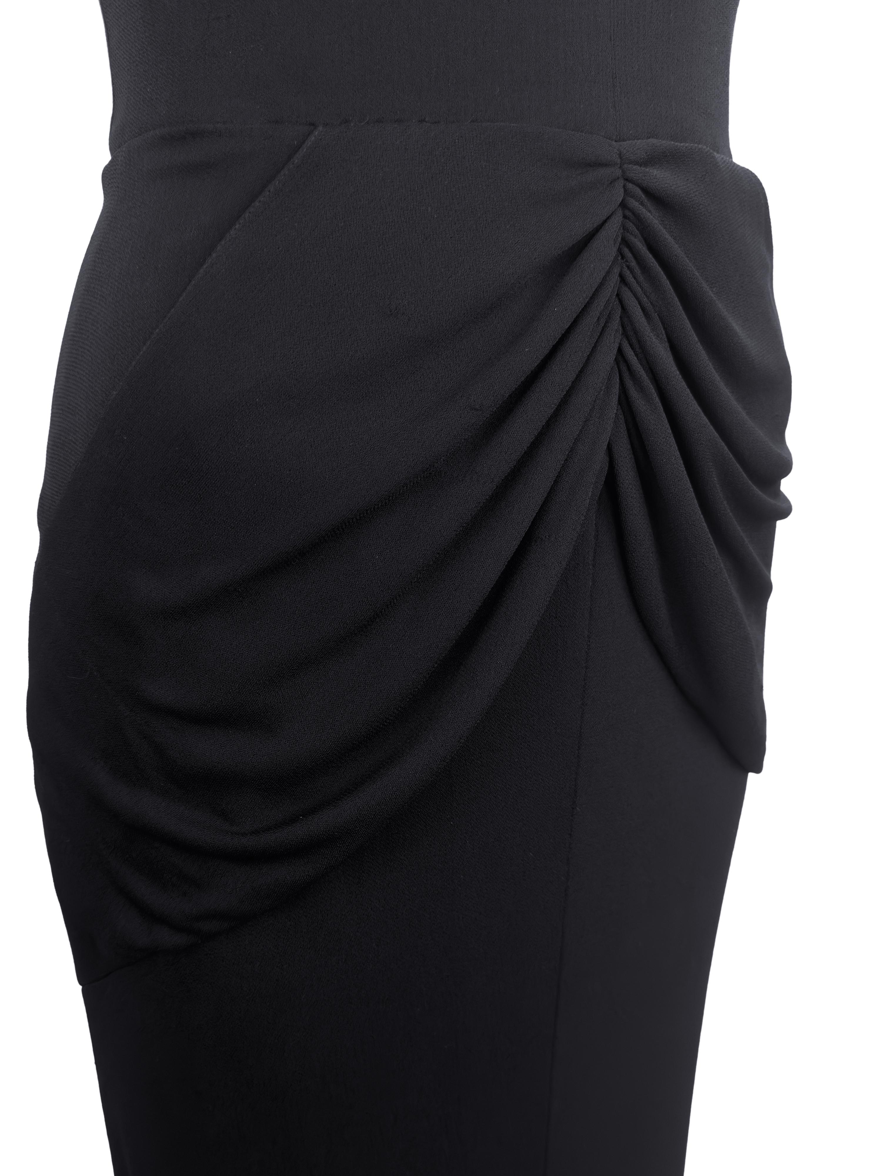 1990s Karl Lagerfeld Draped Black Jersey Strapless Gown For Sale 1