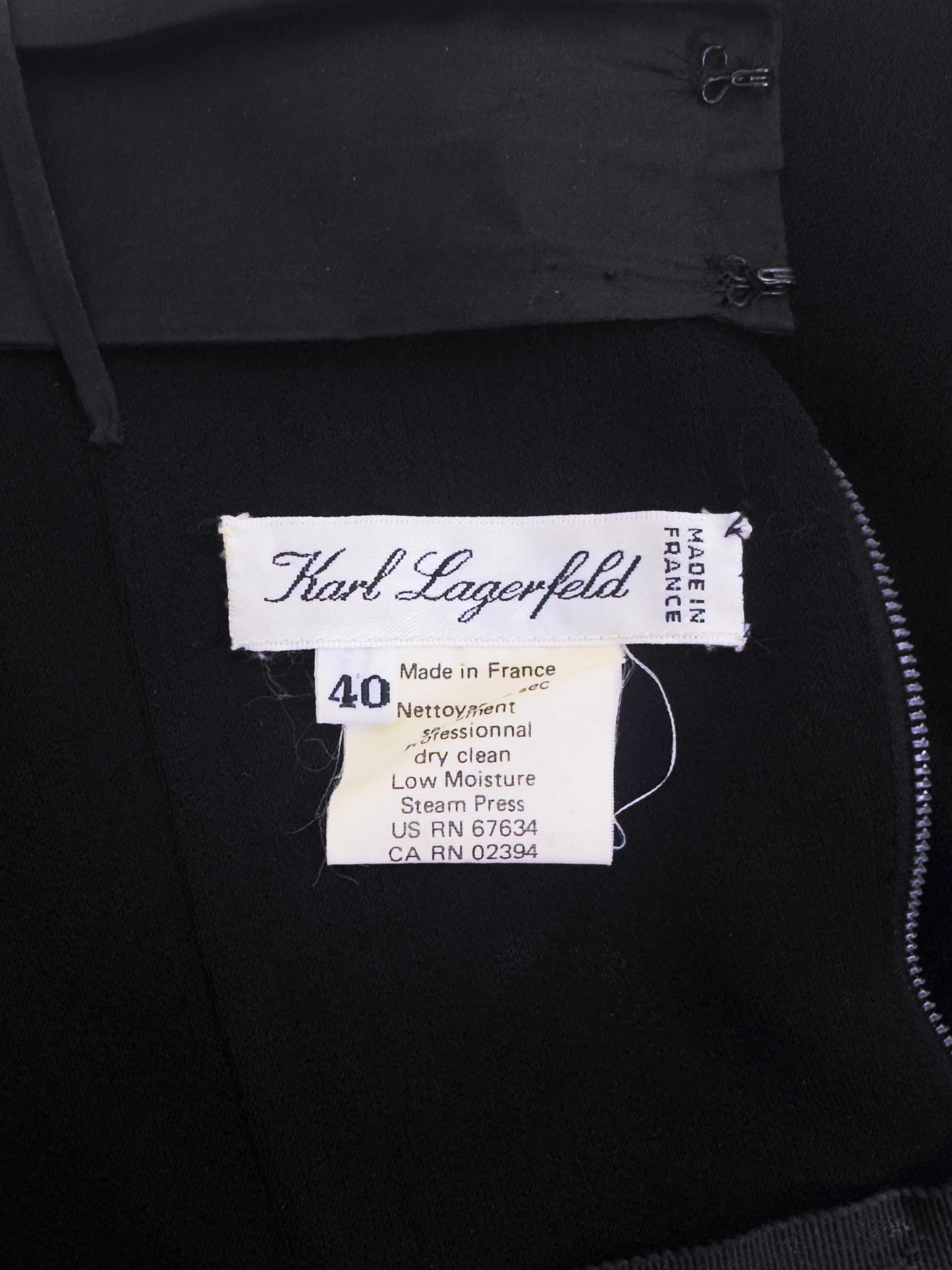 1990s Karl Lagerfeld Draped Black Jersey Strapless Gown For Sale 2