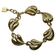 KARL LAGERFELD Bracelet à maillons à feuilles en métal doré des années 1990