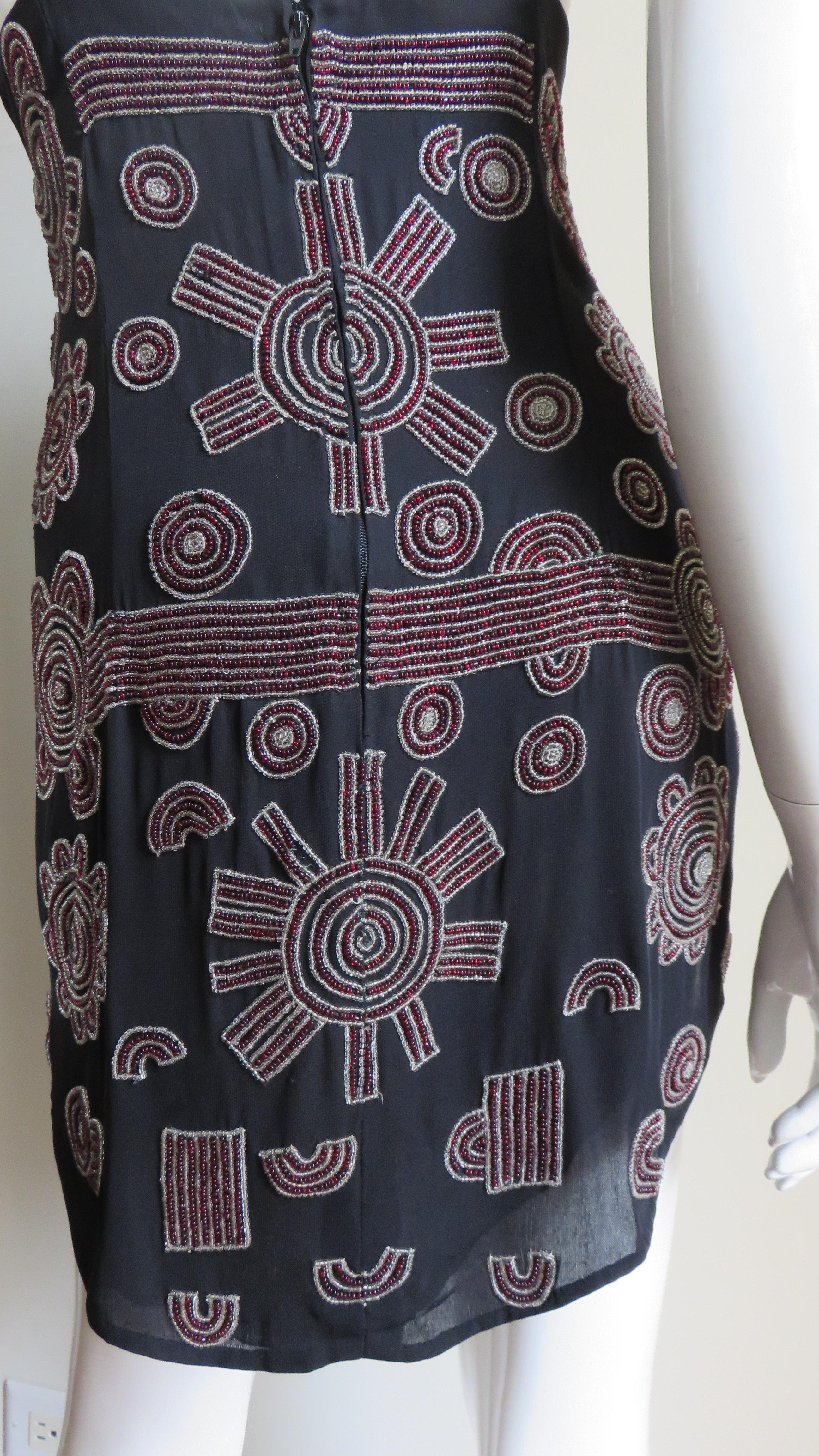  Karl Lagerfeld Elaborately Beaded Silk Dress 1990s For Sale 8