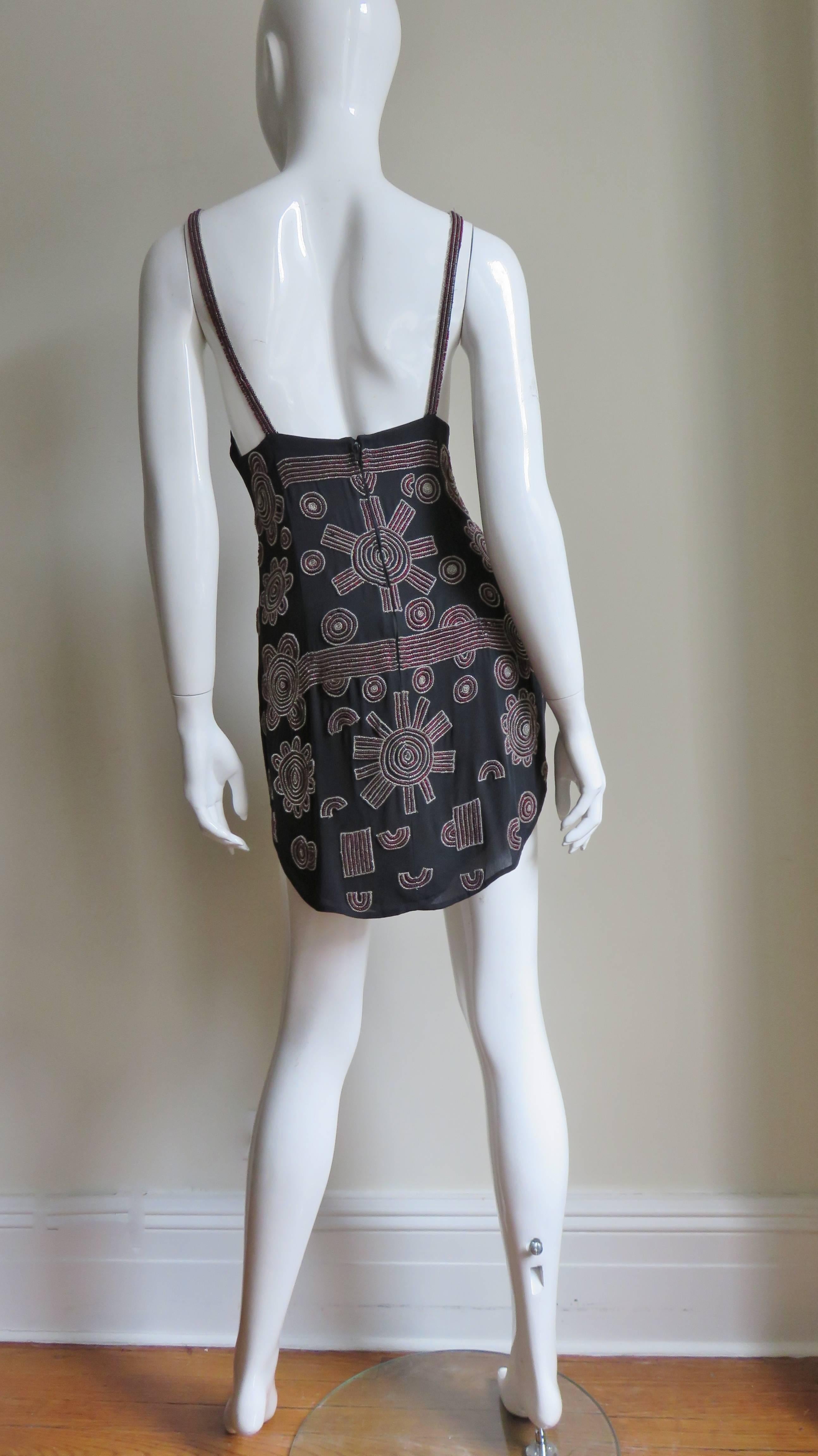 Karl Lagerfeld Elaborately Beaded Silk Dress 1990s For Sale 9