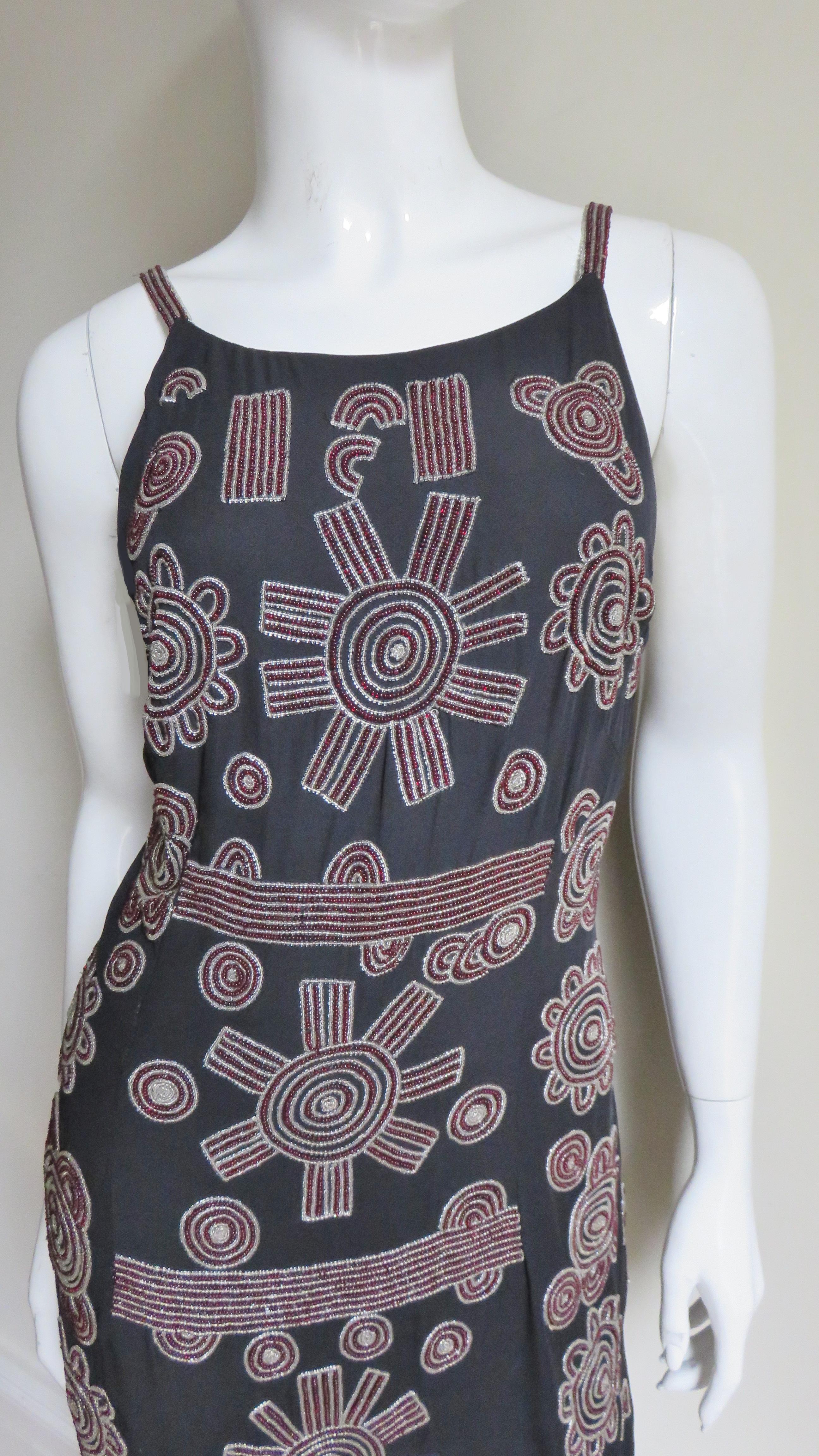  Karl Lagerfeld Beaded Silk Dress 1990s In Good Condition For Sale In Water Mill, NY