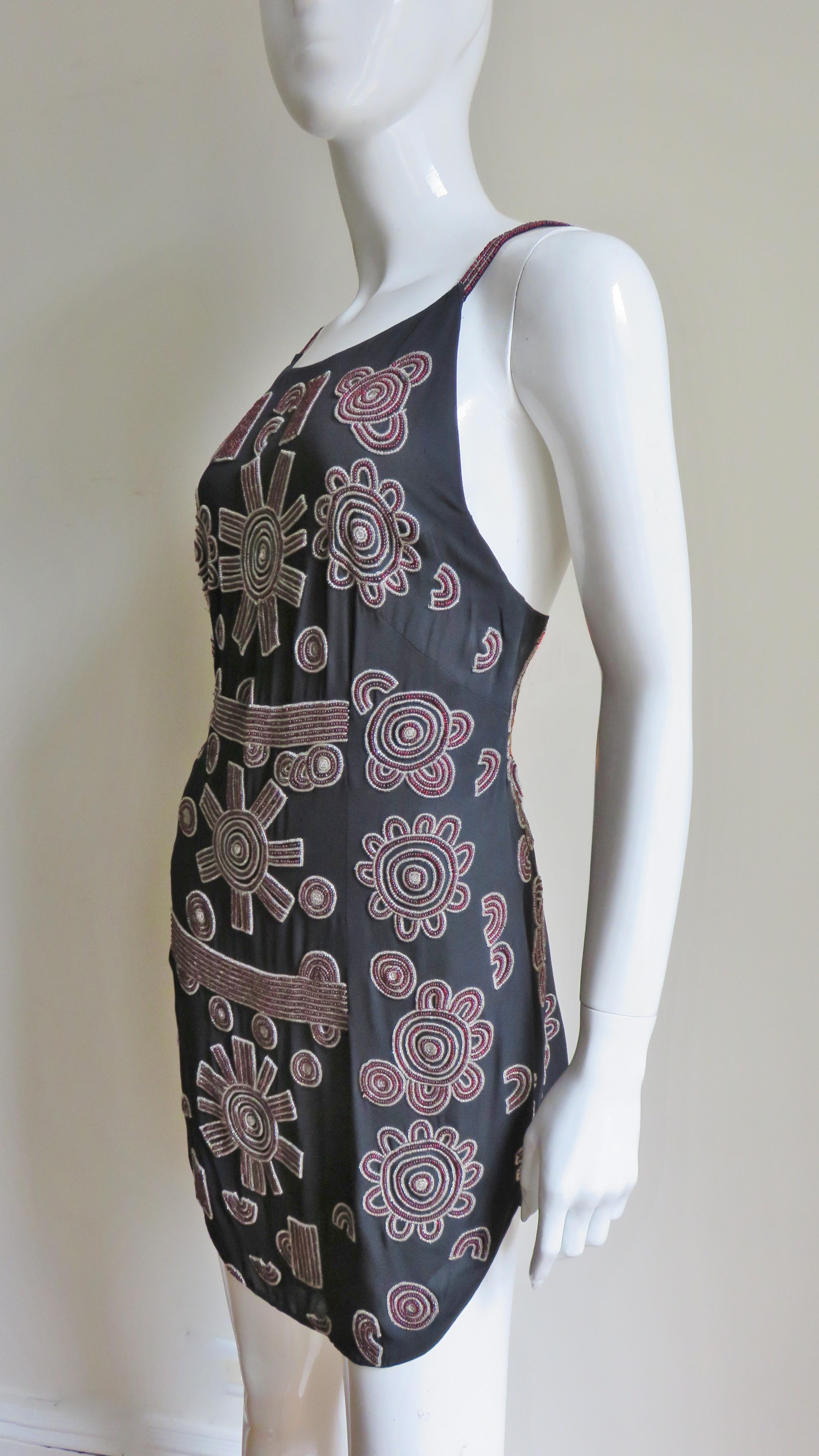  Karl Lagerfeld Beaded Silk Dress 1990s For Sale 1