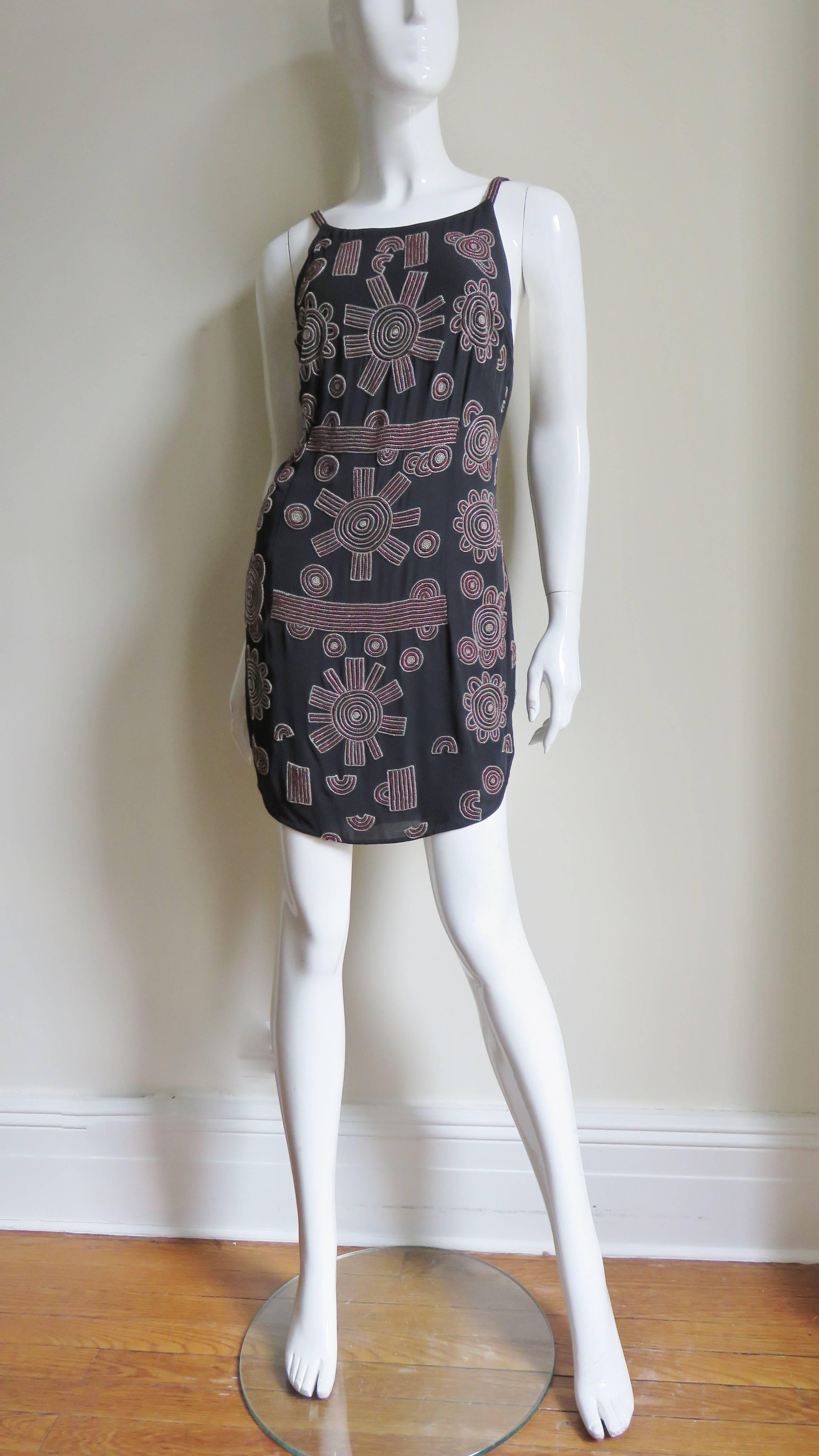 Karl Lagerfeld Elaborately Beaded Silk Dress 1990s For Sale 3