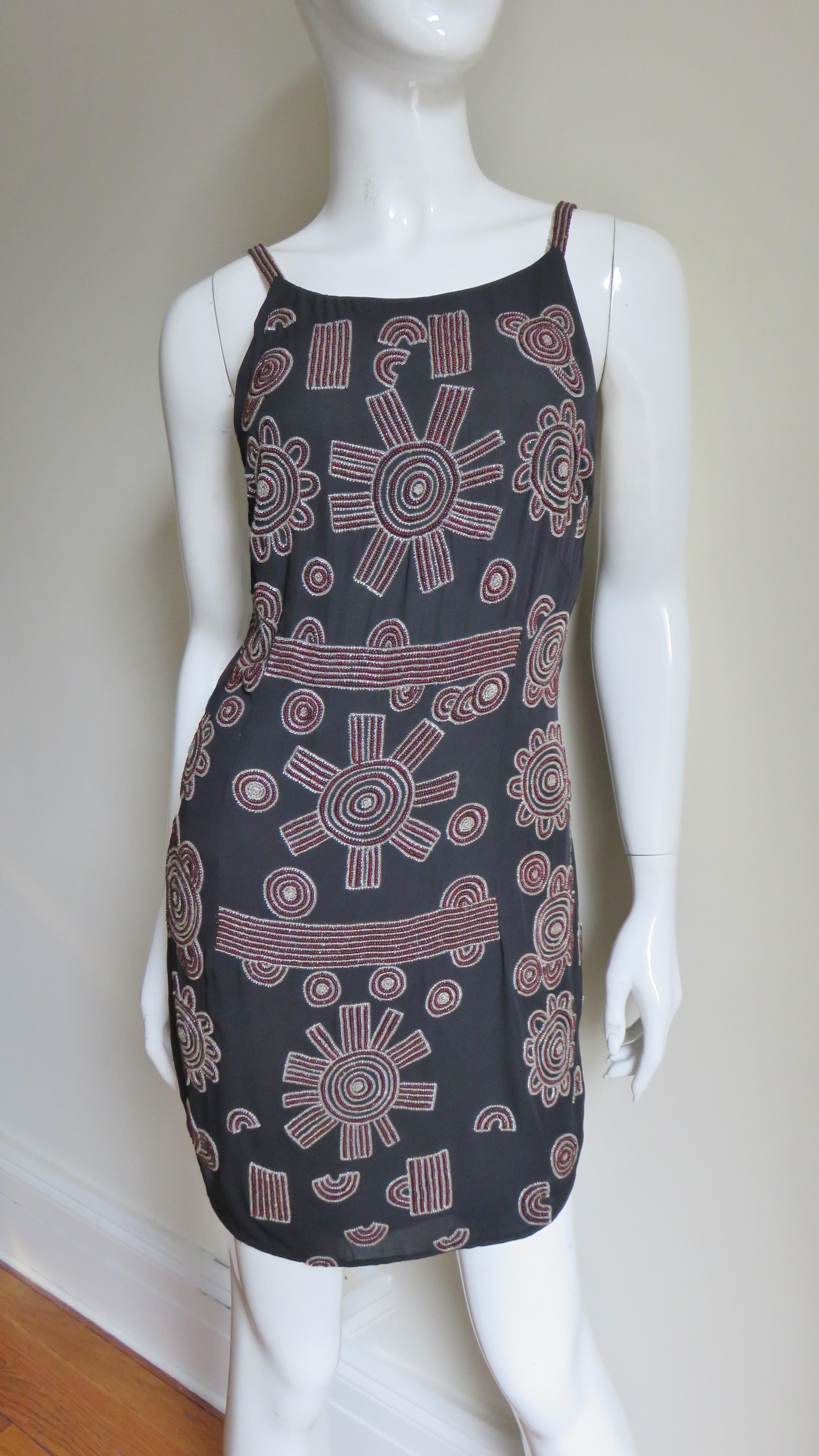  Karl Lagerfeld Beaded Silk Dress 1990s For Sale 2