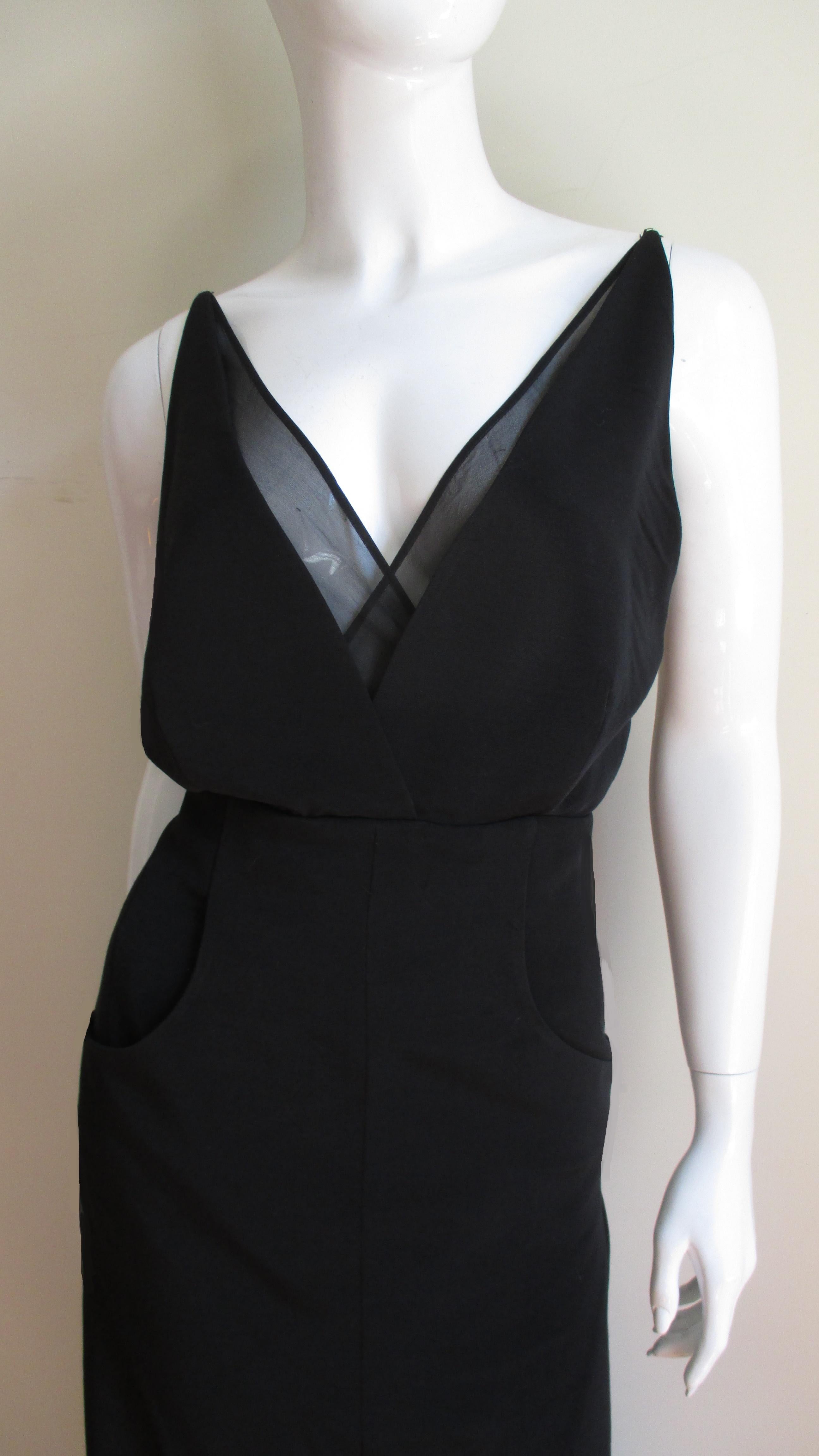 Black Karl Lagerfeld Handkerchief Hem Slip Dress 1990s For Sale