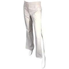 1990s Katayone Adeli Size 6 Zipper Leg Low Rise Stone Khaki Trousers Pants 