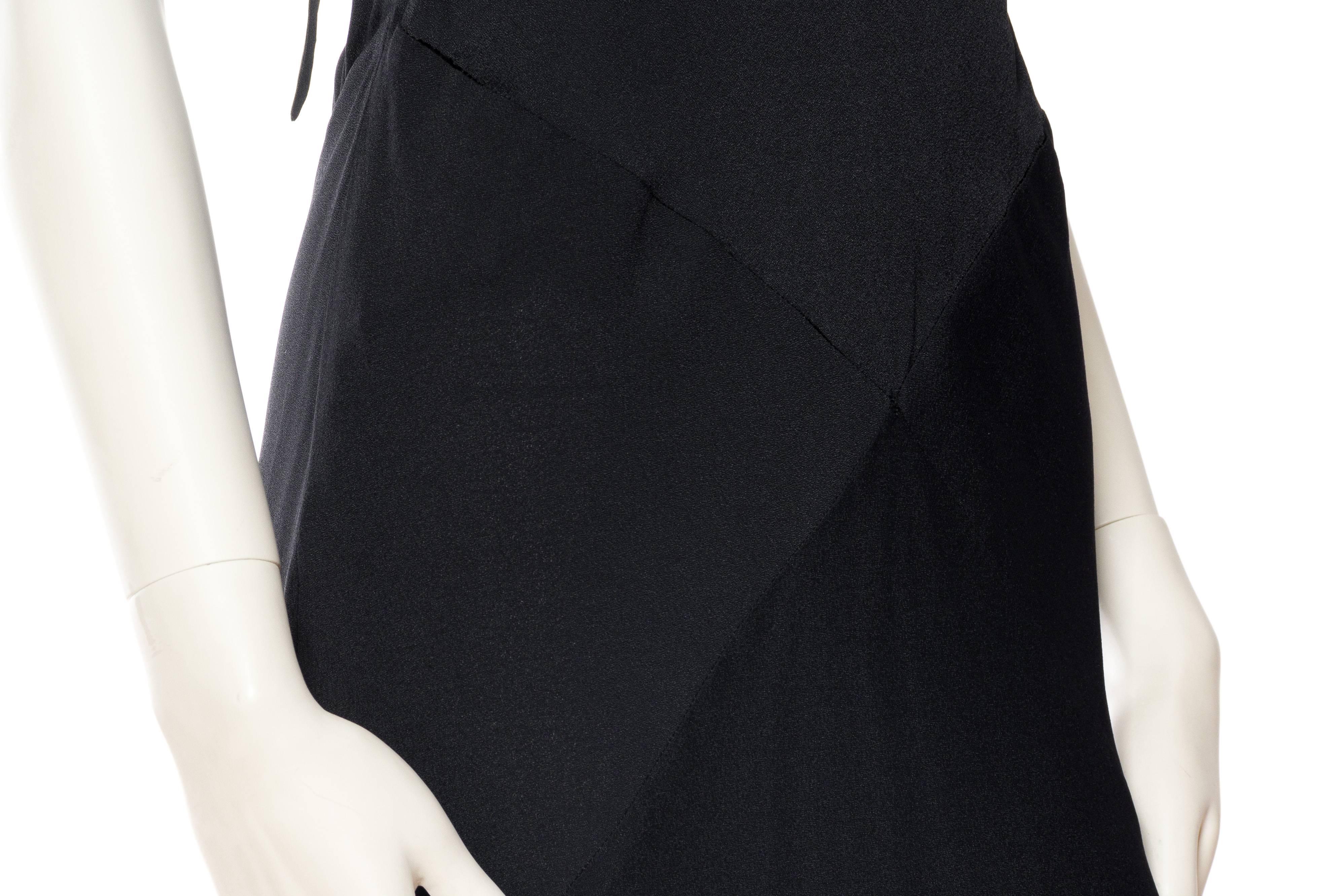 1990s Katharine Hamnett Black Bias Cut Rayon Crepe Backless 30s style Gown 4