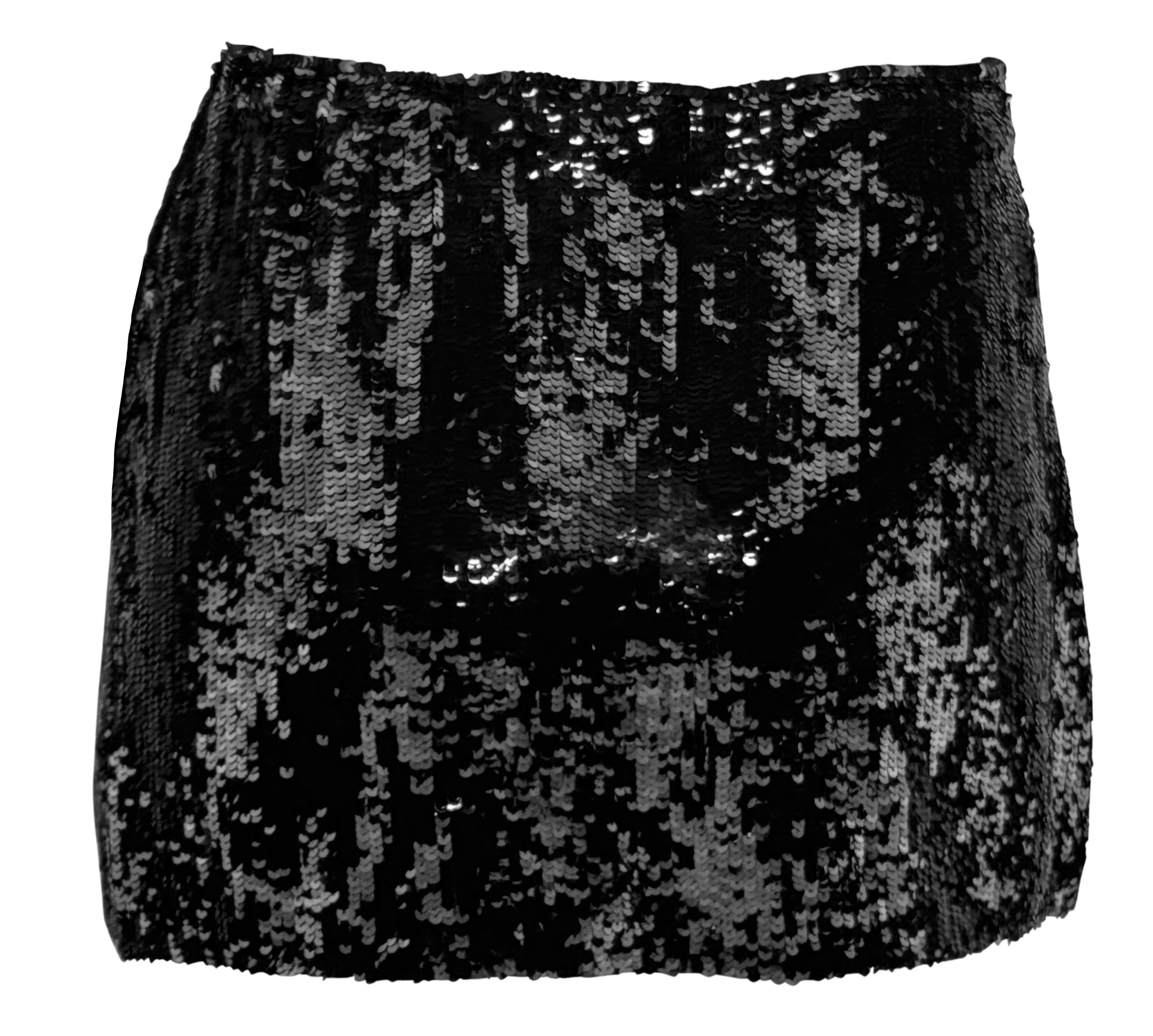 1990s Katharine Hamnett Black Sequin Silk Super Mini Skirt In Excellent Condition For Sale In West Hollywood, CA