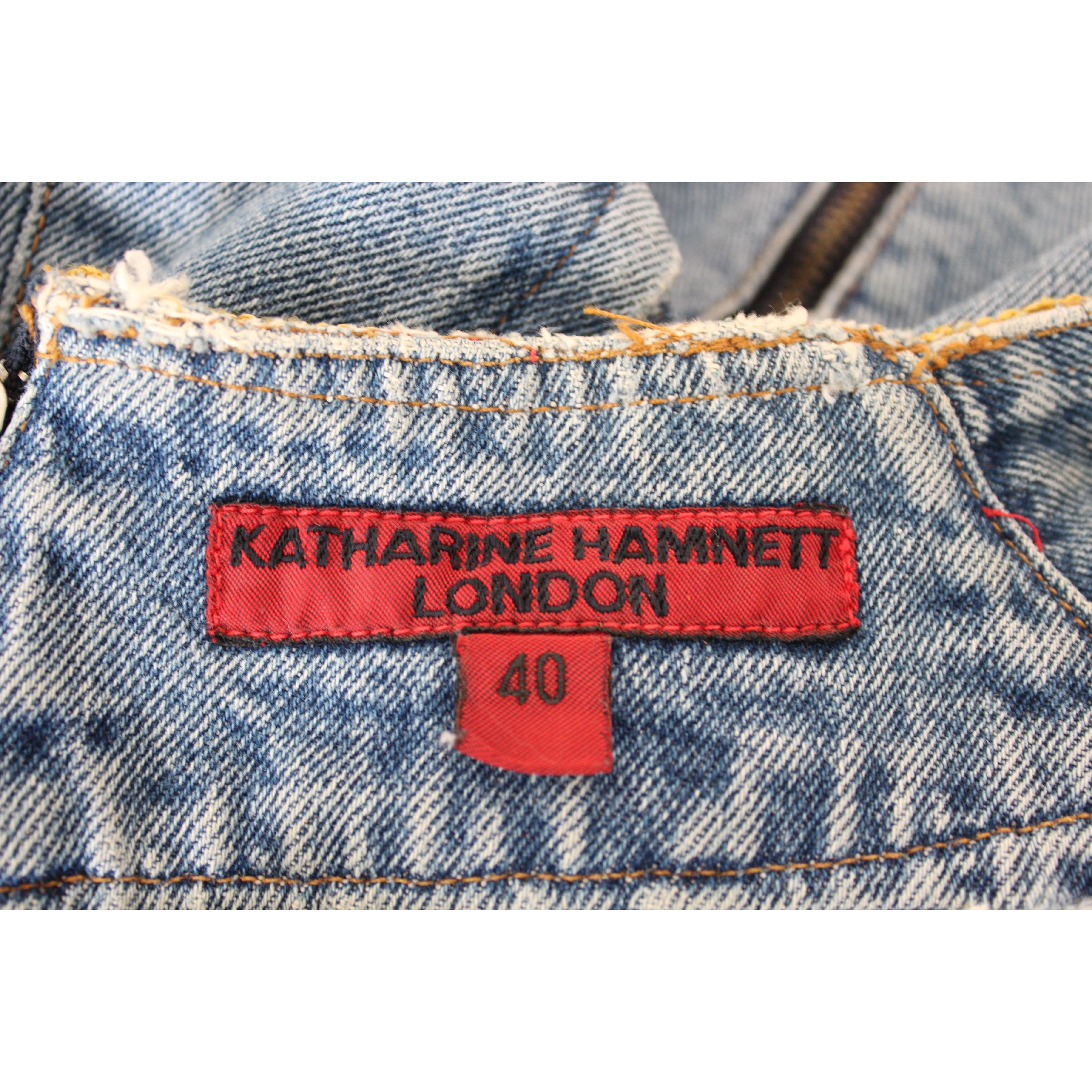 Women's 1990s Katharine Hamnett Blue Jeans Sequins Cotton Mini Dress 