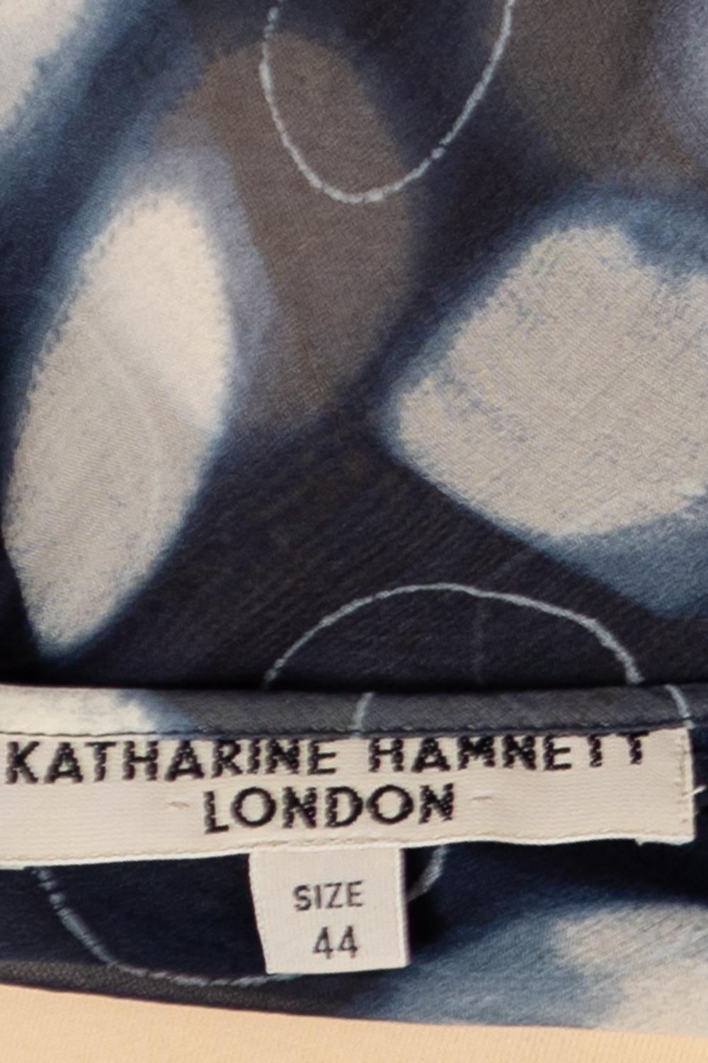 1990S Katharine Hamnett Blue & White Bias Cut Silk Chiffon Skirt For Sale 6