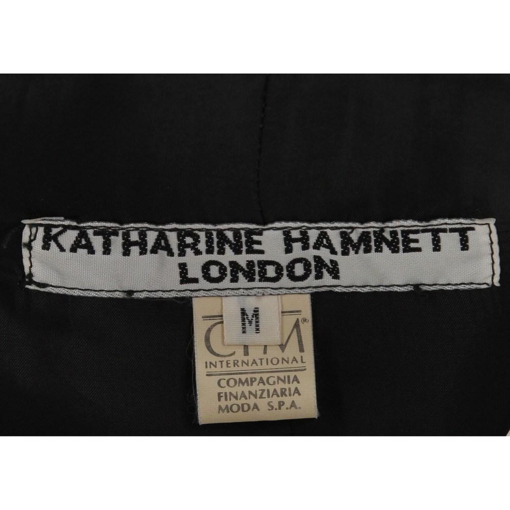 1990s Katharine Hamnett long black wool coat In Good Condition In Lugo (RA), IT