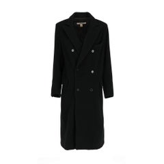 1990s Katharine Hamnett long black wool coat