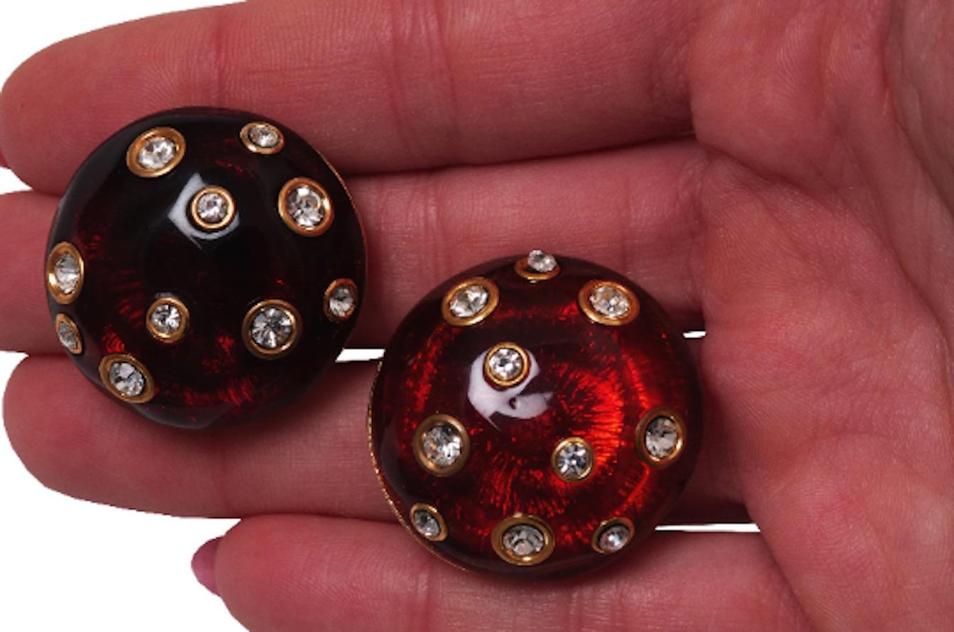 1990s Kenneth Jay Lane Amber Dome Earrings In Excellent Condition In London, GB