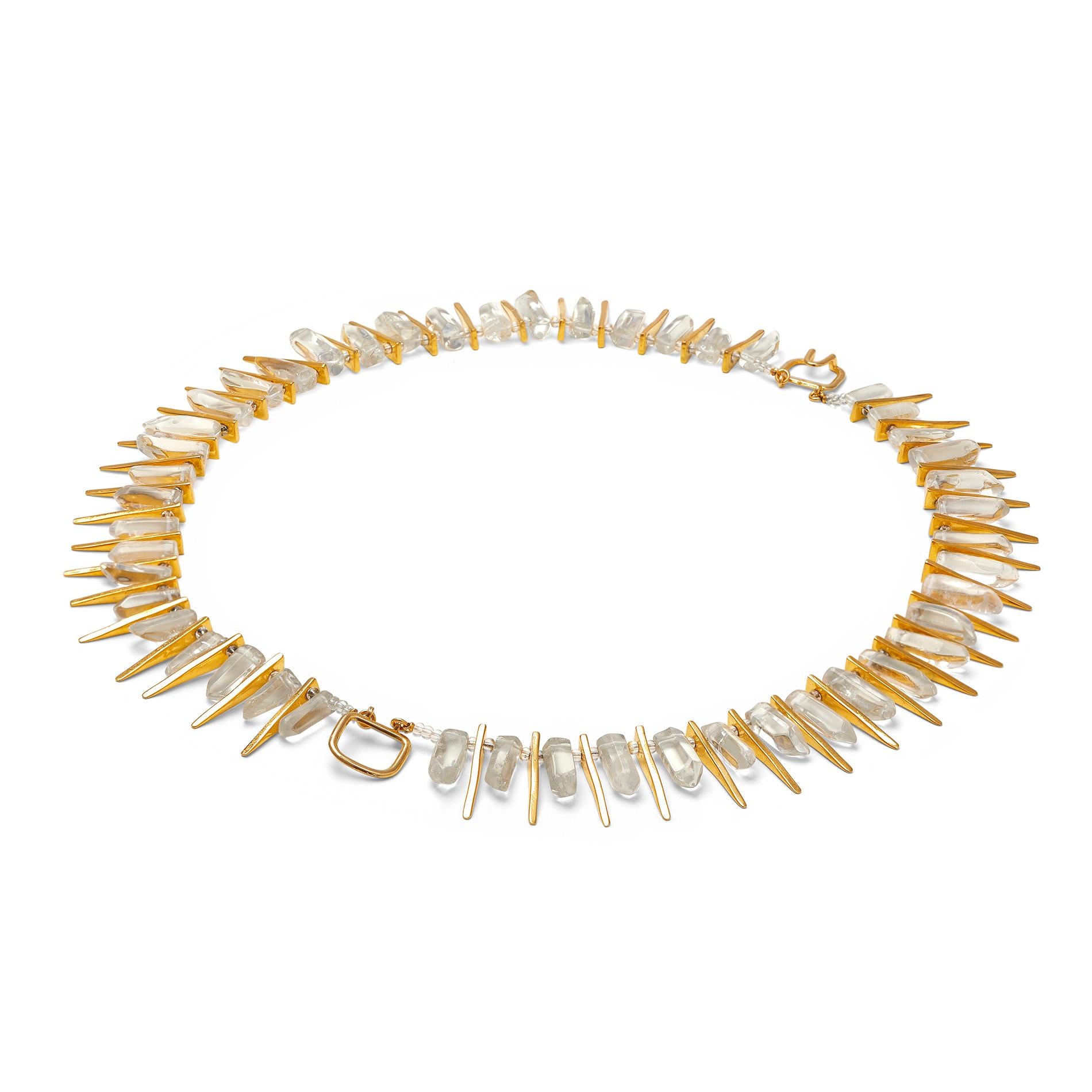 1990s Kenneth Jay Lane Gold and Crystal Statement Necklace For Sale 2