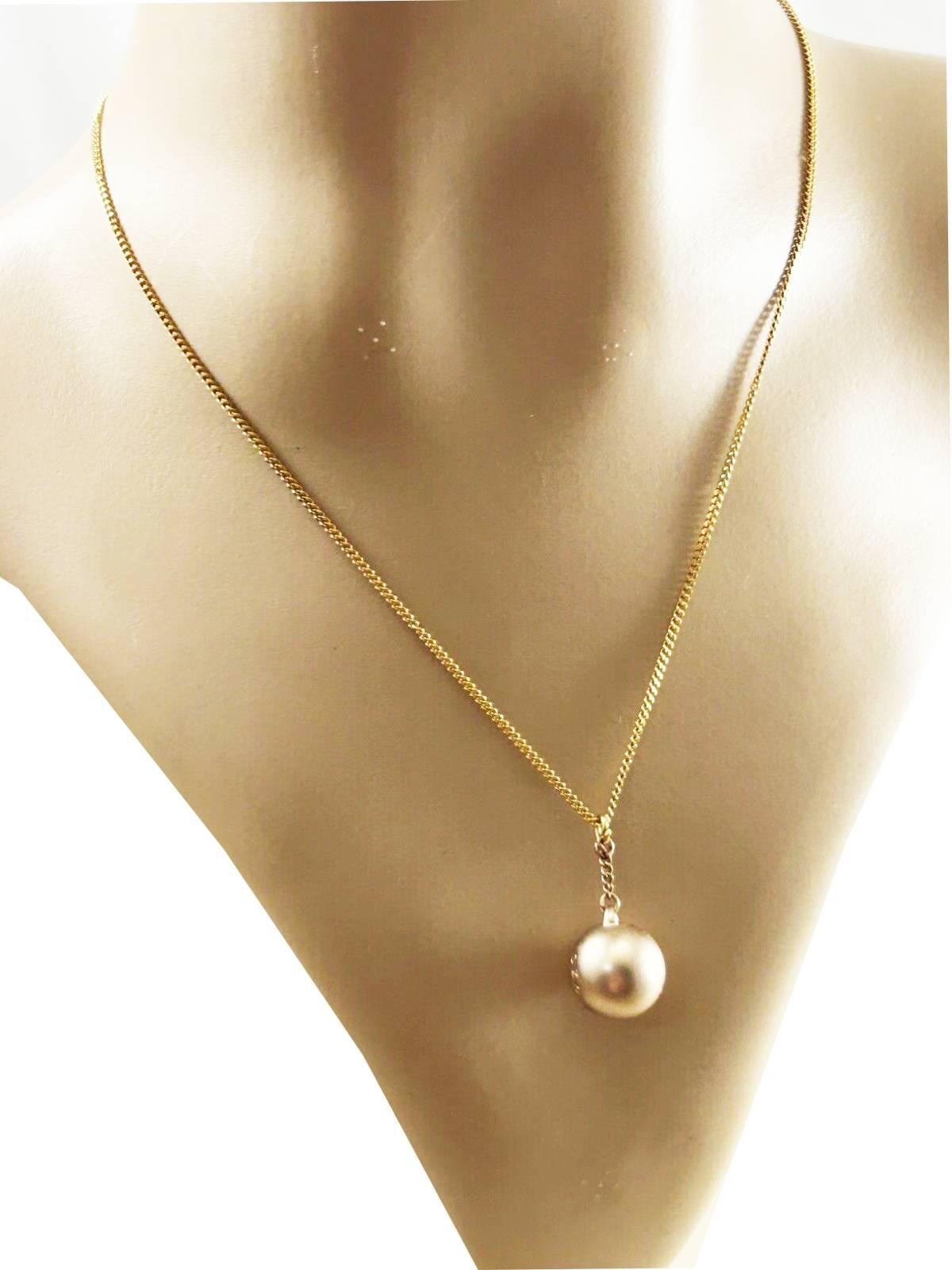 1990s KENZO Brushed Bronze Logo Ball Pendant  Necklace In Good Condition For Sale In London, GB
