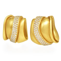 1990er Jahre Kieselstein Cord Diamant-Ohrclips aus 18 Karat Gold mit Diamanten