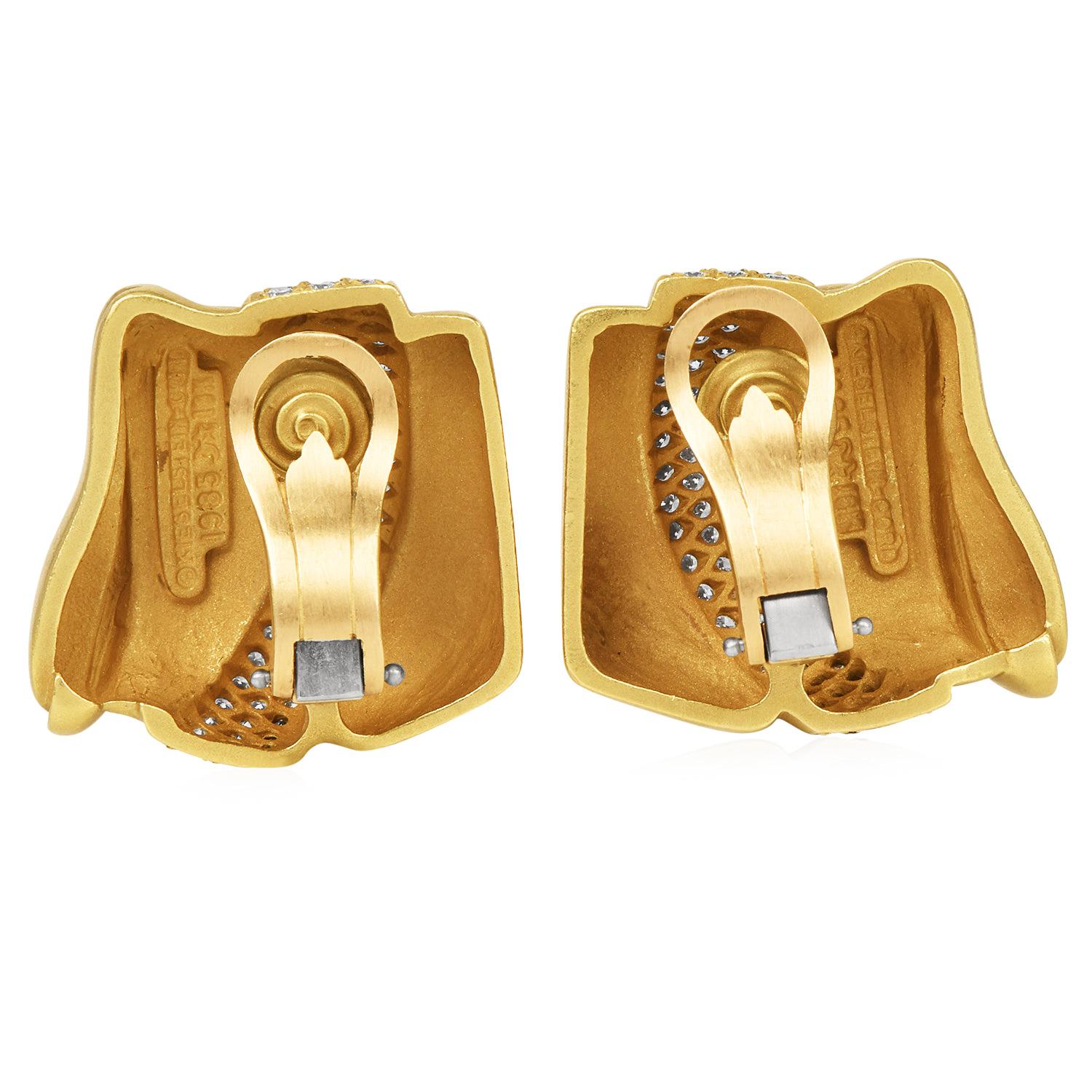 1990er Jahre Kieselstein Cord Diamant-Ohrclips aus 18 Karat Gold mit Diamanten im Zustand „Hervorragend“ im Angebot in Miami, FL