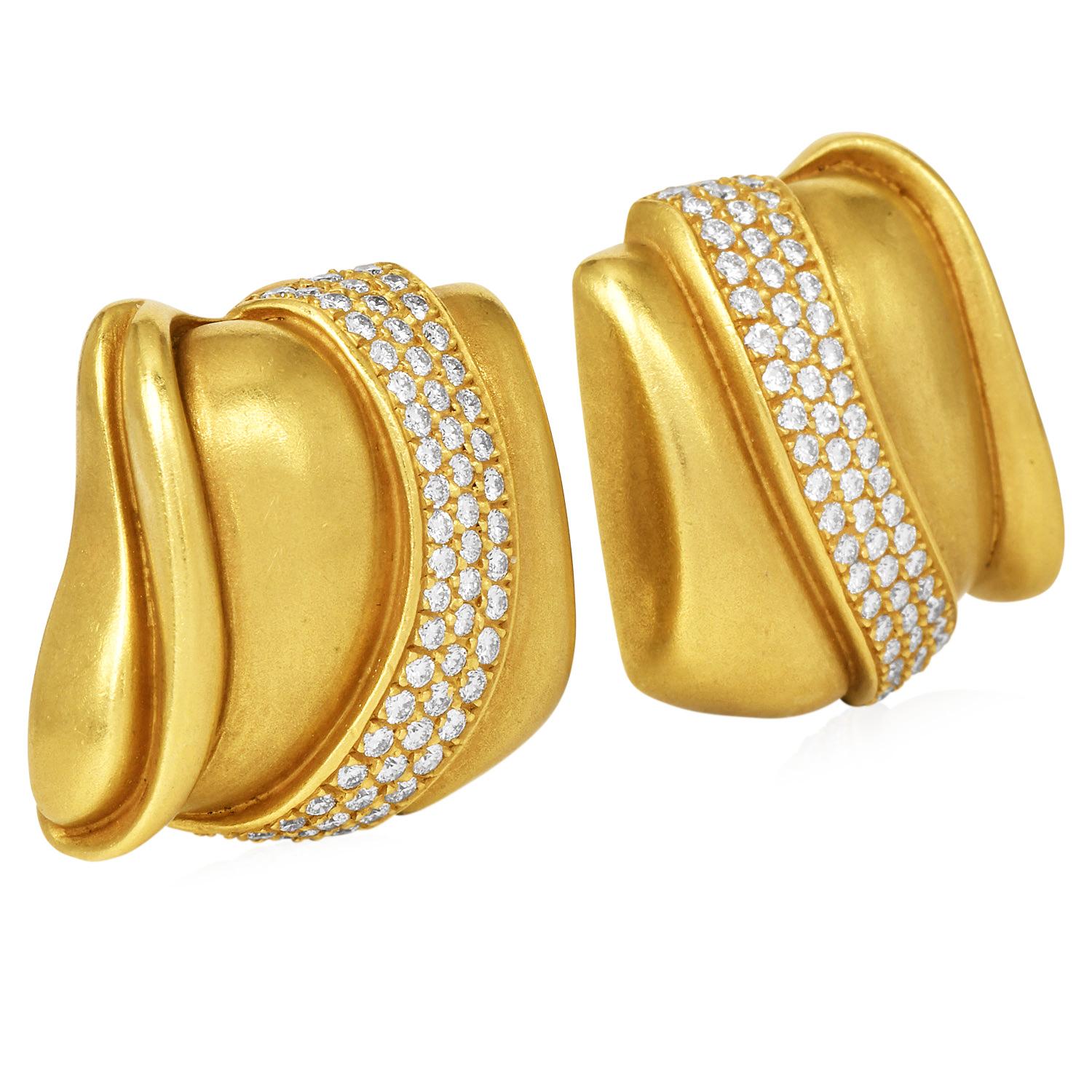 1990er Jahre Kieselstein Cord Diamant-Ohrclips aus 18 Karat Gold mit Diamanten Damen im Angebot