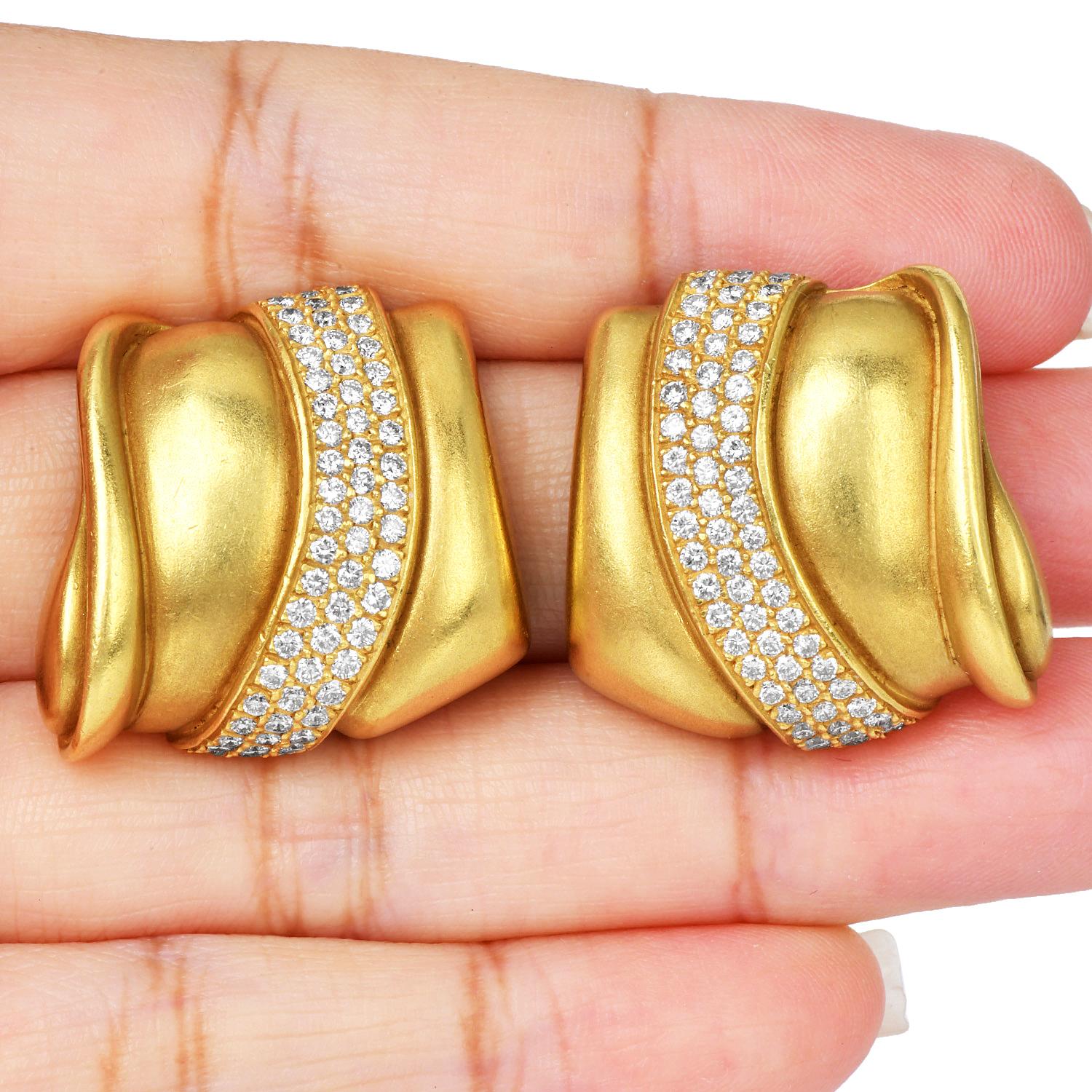 1990er Jahre Kieselstein Cord Diamant-Ohrclips aus 18 Karat Gold mit Diamanten im Angebot 1