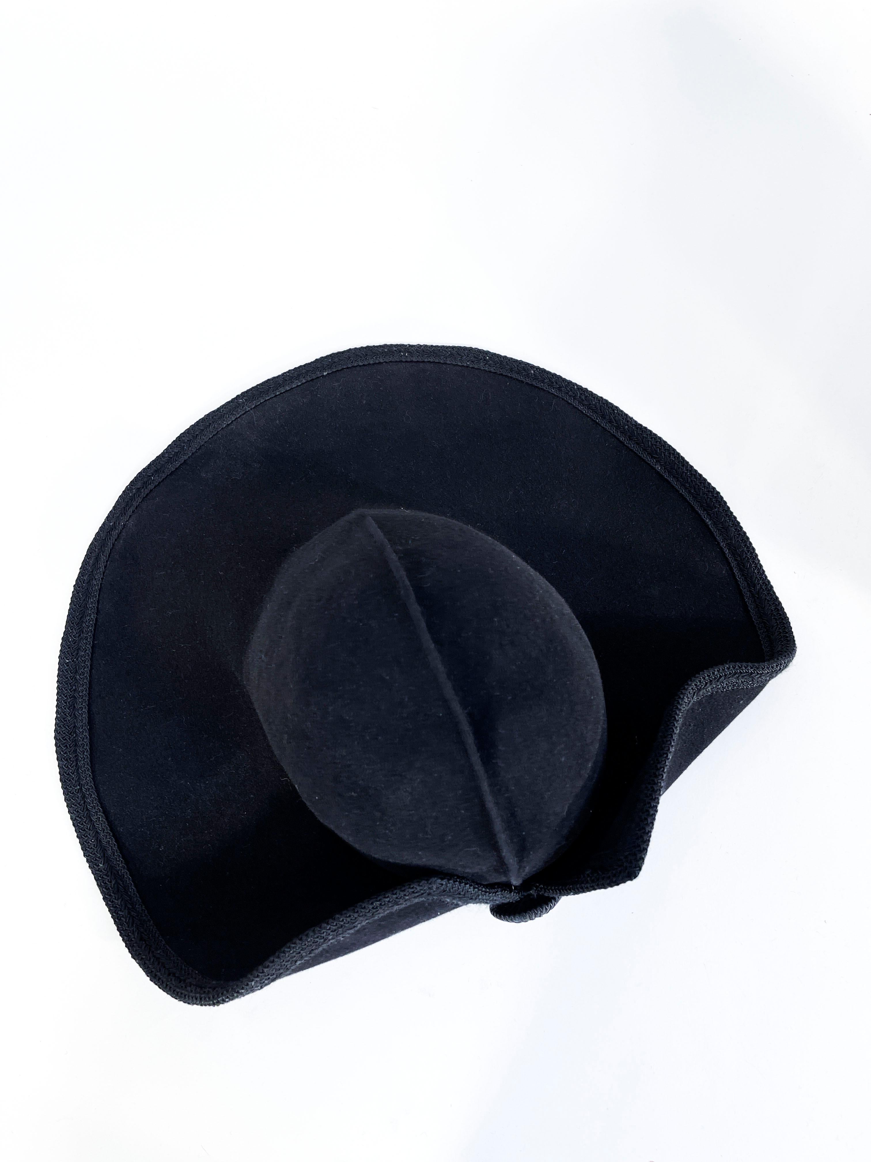 Women's 1990s Kokin Black Wide Brimmed Hat