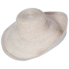chapeau soleil taupe à large bord Kokin New York des années 1990