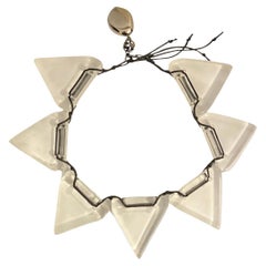 Retro 1990s La Perla Star Shaped Clear Perspex Necklace 