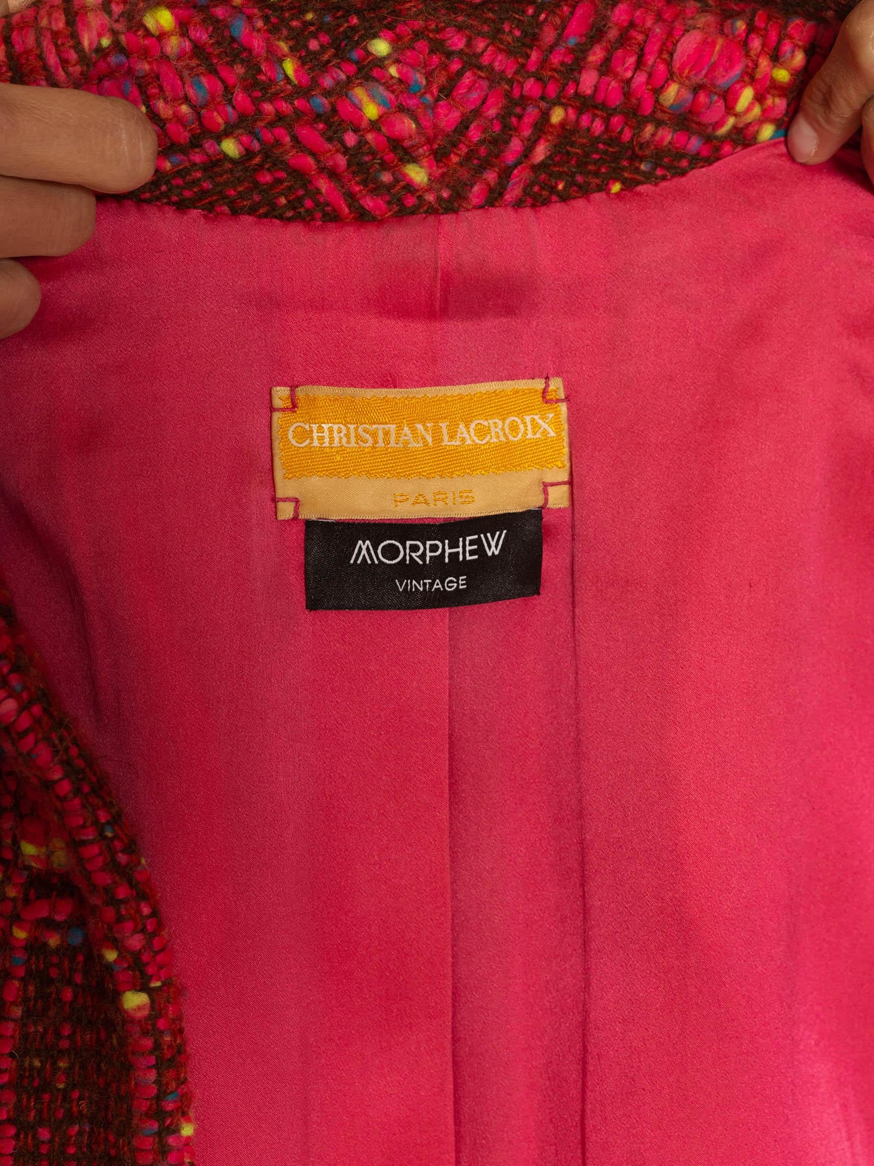 1990S LACROIX Pink Haute Couture Wool Blend & Silk Tweed Jacket 7