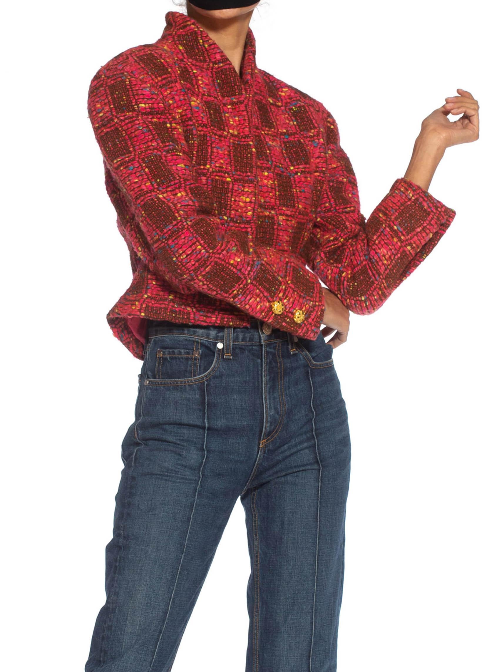 1990S LACROIX Pink Haute Couture Wool Blend & Silk Tweed Jacket 5